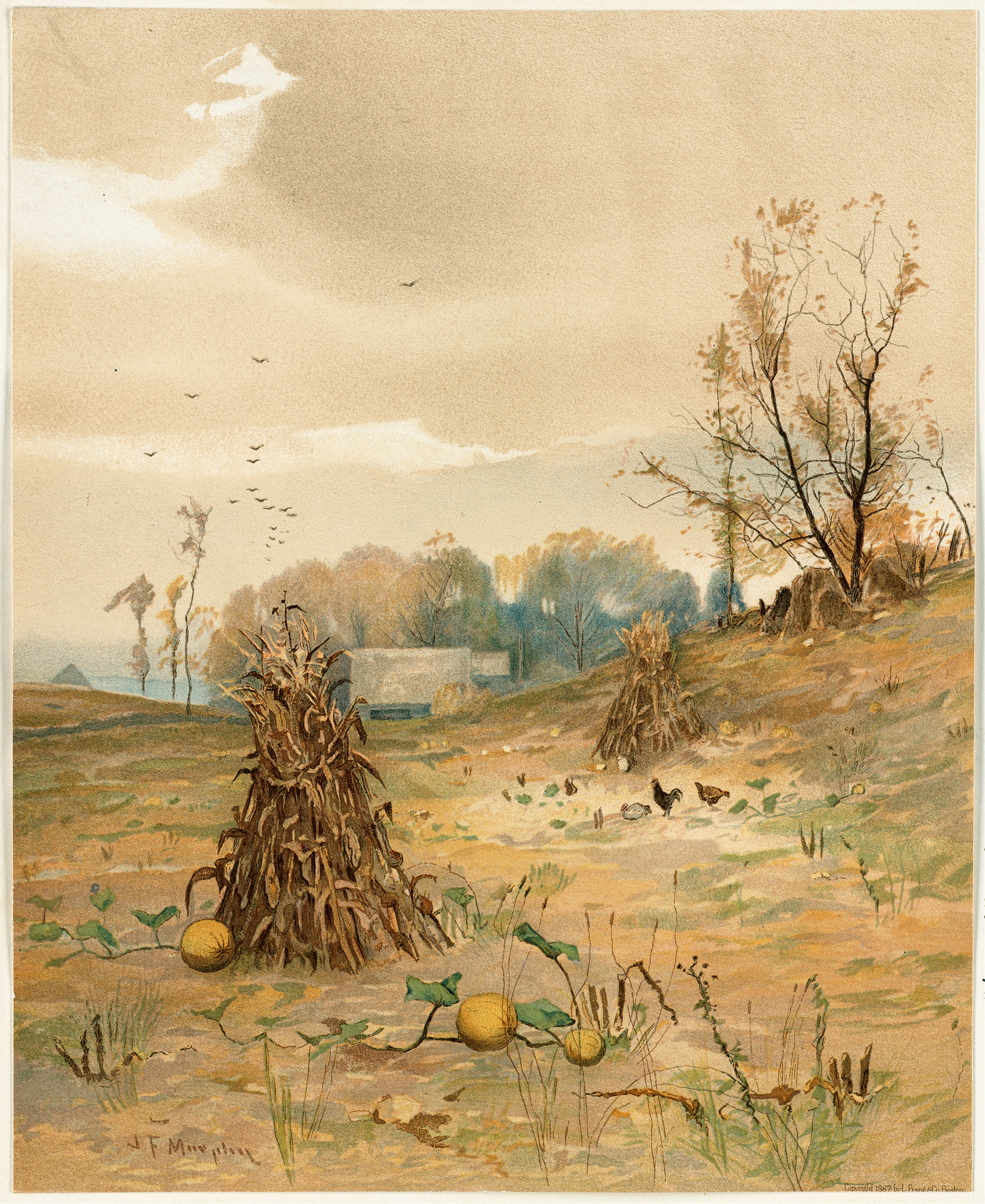 October by John Francis Murphy, oil on canvas depicting autumn foliage and light filtering through trees.