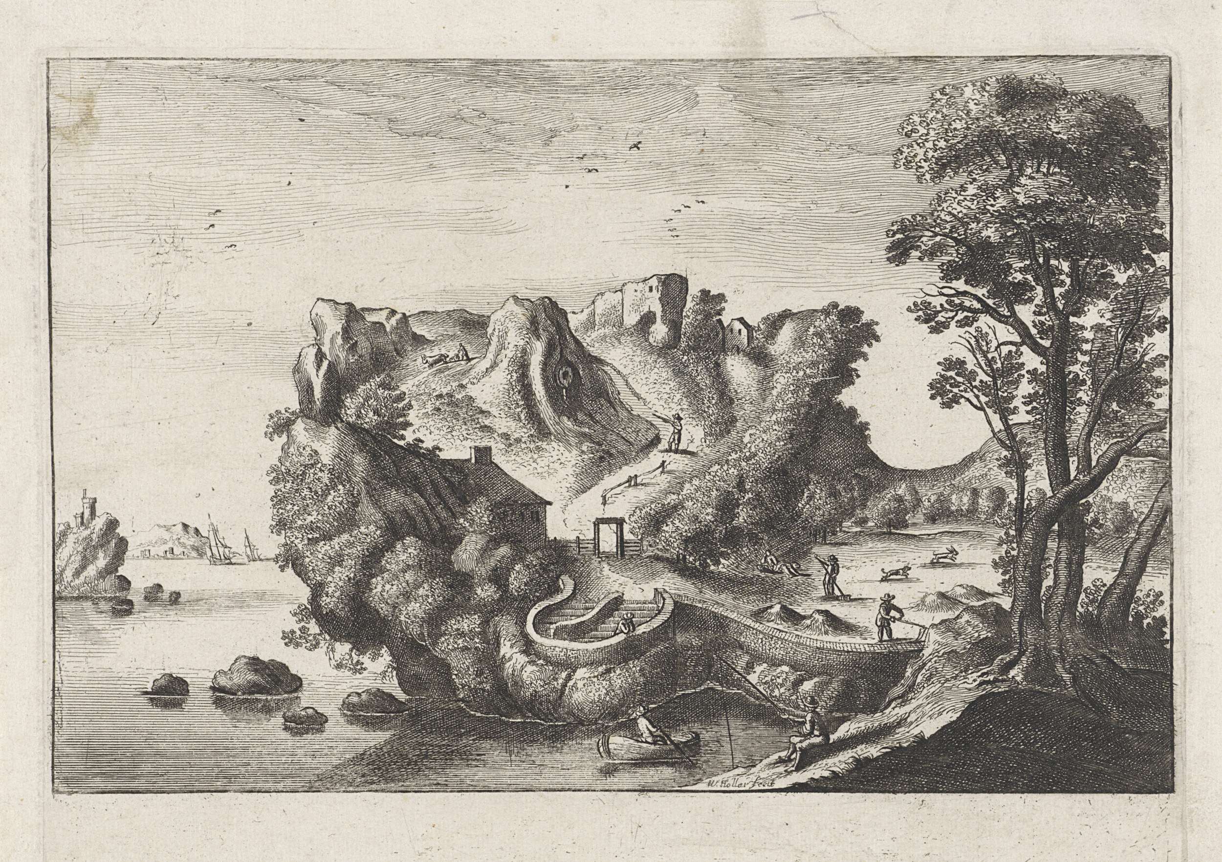 Landschap in de vorm van een mannenhoofd, by Wenceslaus Hollar, public domain