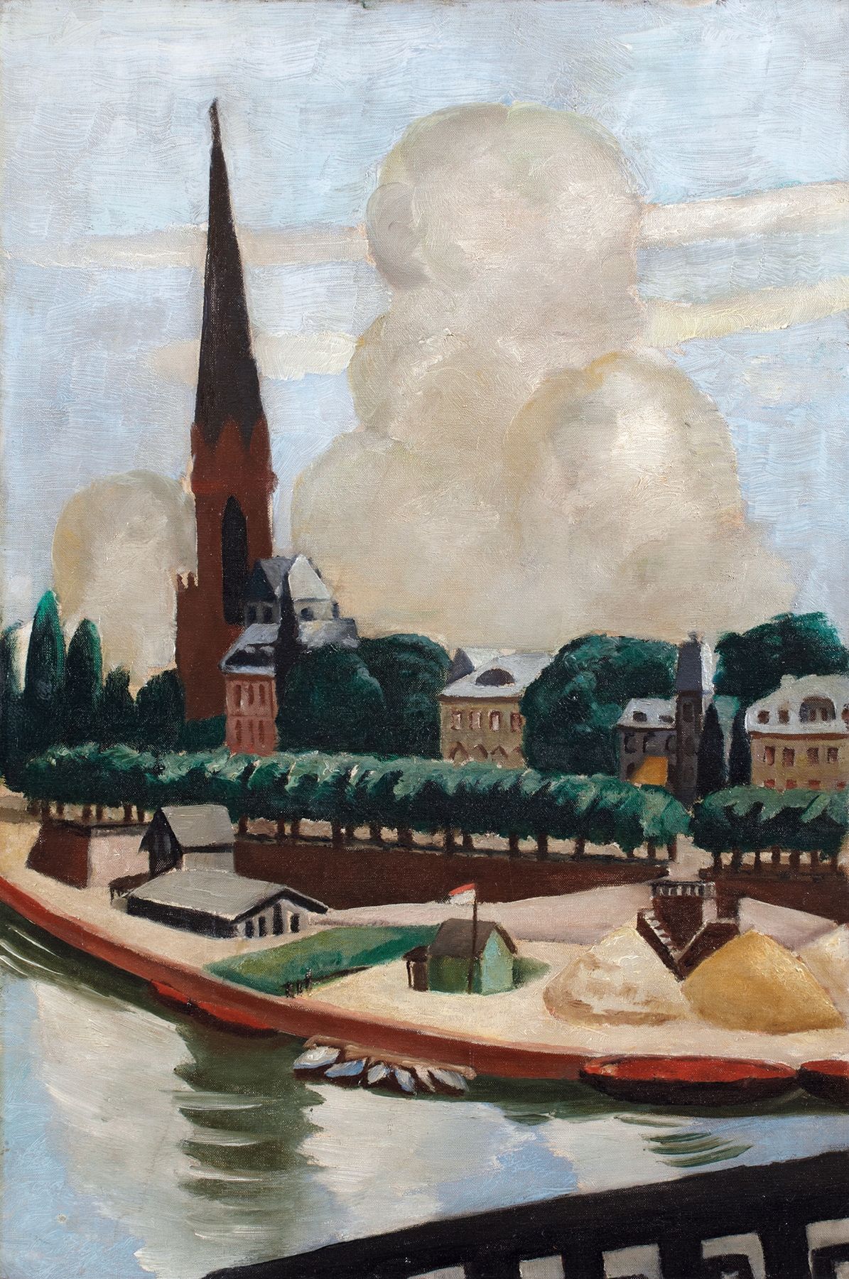 Bank of the Main and Church, by Max Beckmann, public domain