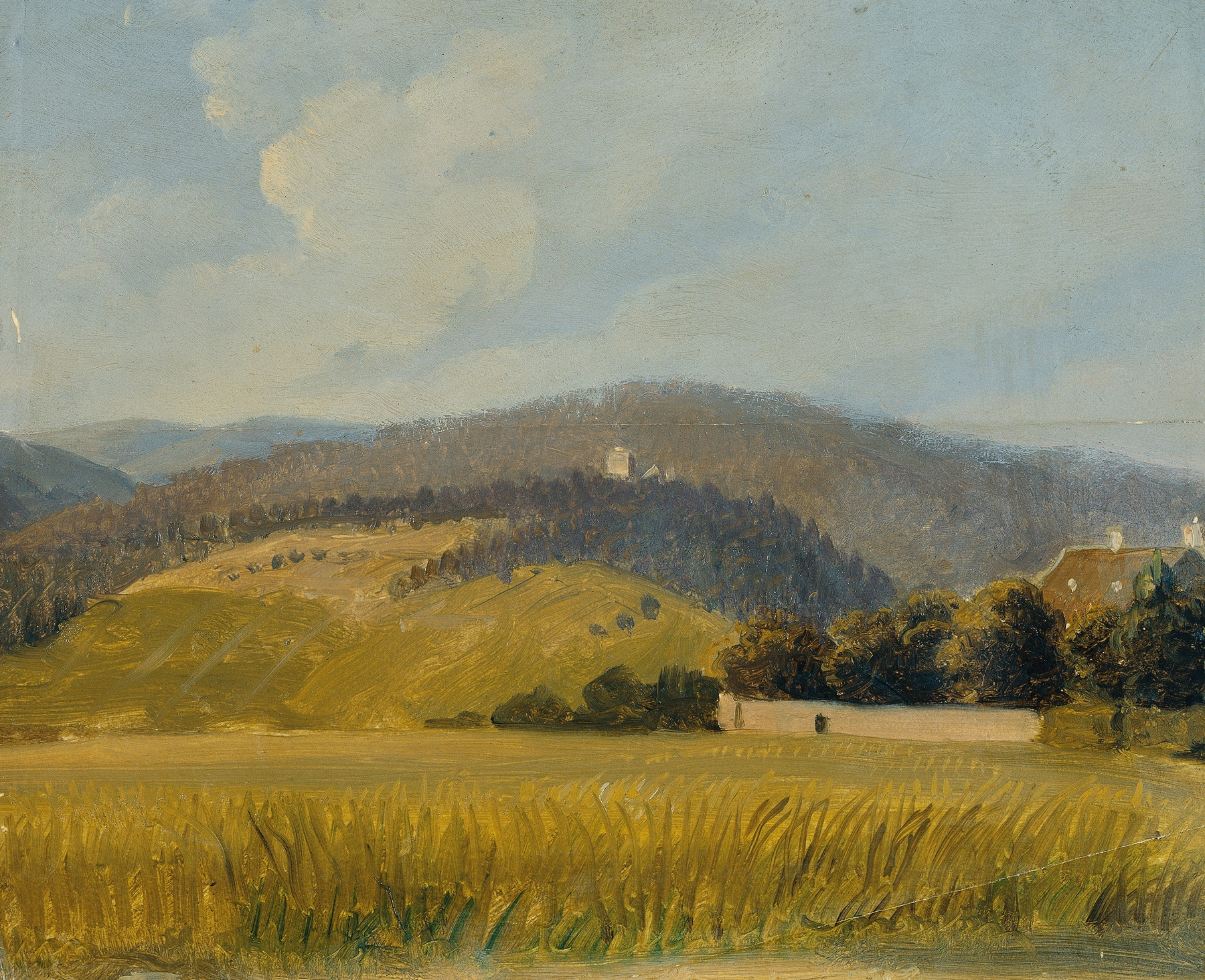 Landschaft bei Baden by Johann Peter Krafft, oil painting depicting a serene landscape with a winding path.