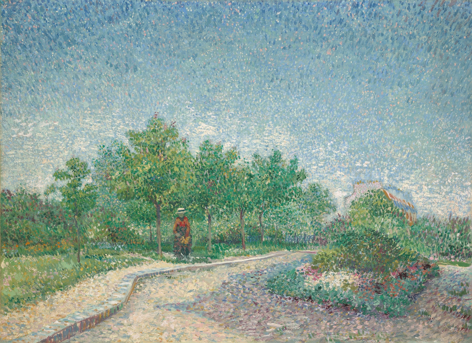 Square Saint-Pierre, Paris by Vincent van Gogh, oil on canvas depicting a church surrounded by greenery.