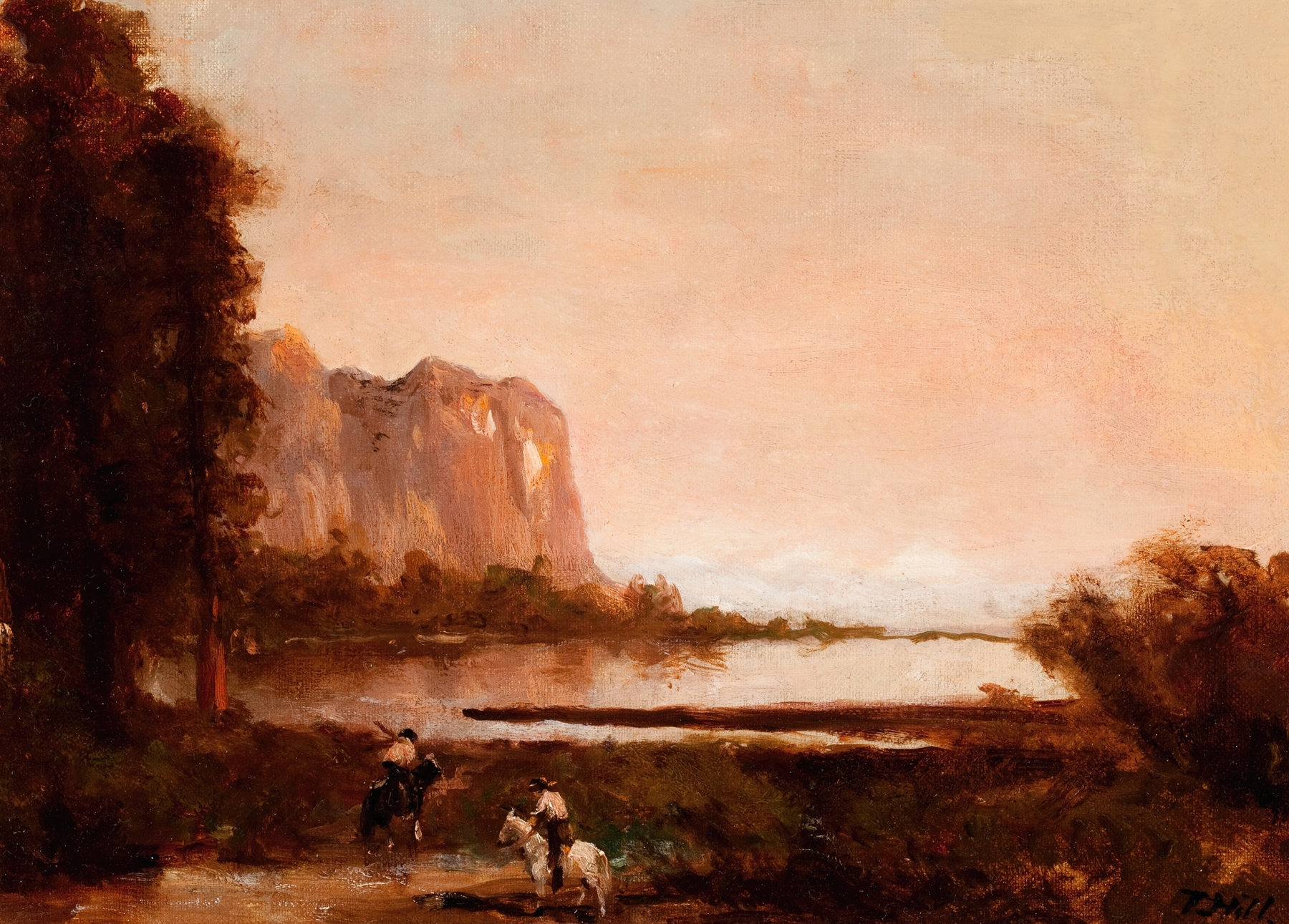 Landscape with Two Indians, by Thomas Hill, public domain