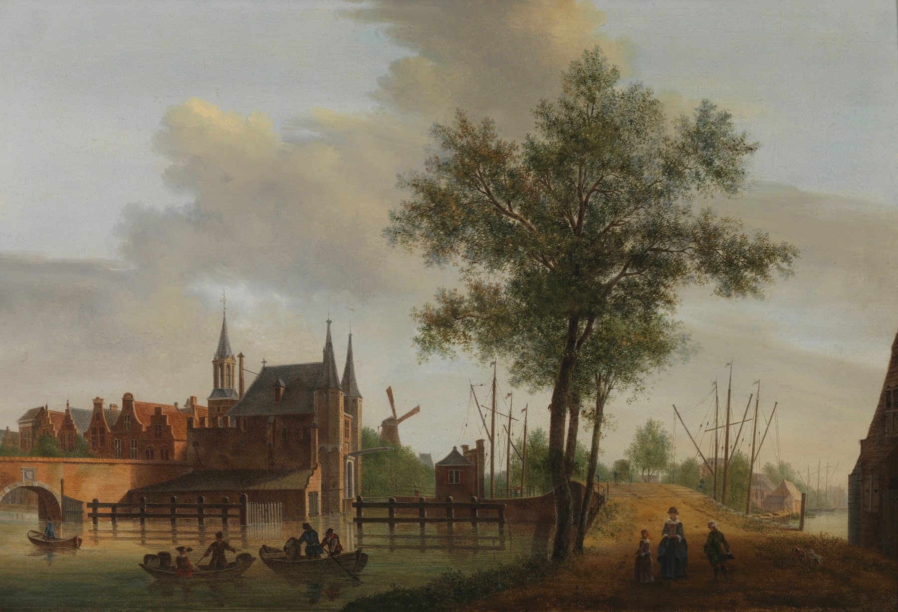 Landscape of Potterspoort in Gouda, oil painting by Paulus van Liender