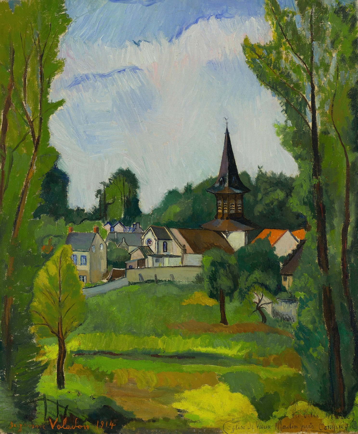 Post-Impressionism landscape by Suzanne Valadon depicting a church in the countryside.