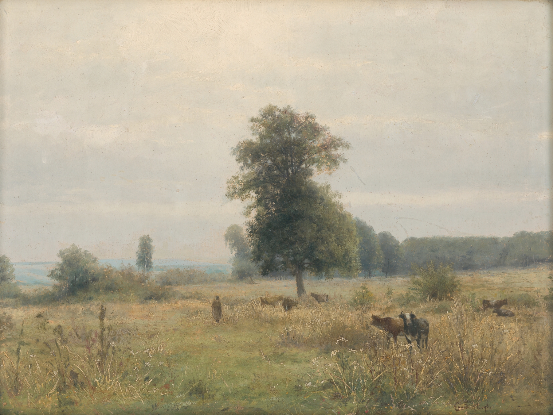 Landscape with trees, by Ľudovít Čordák, public domain