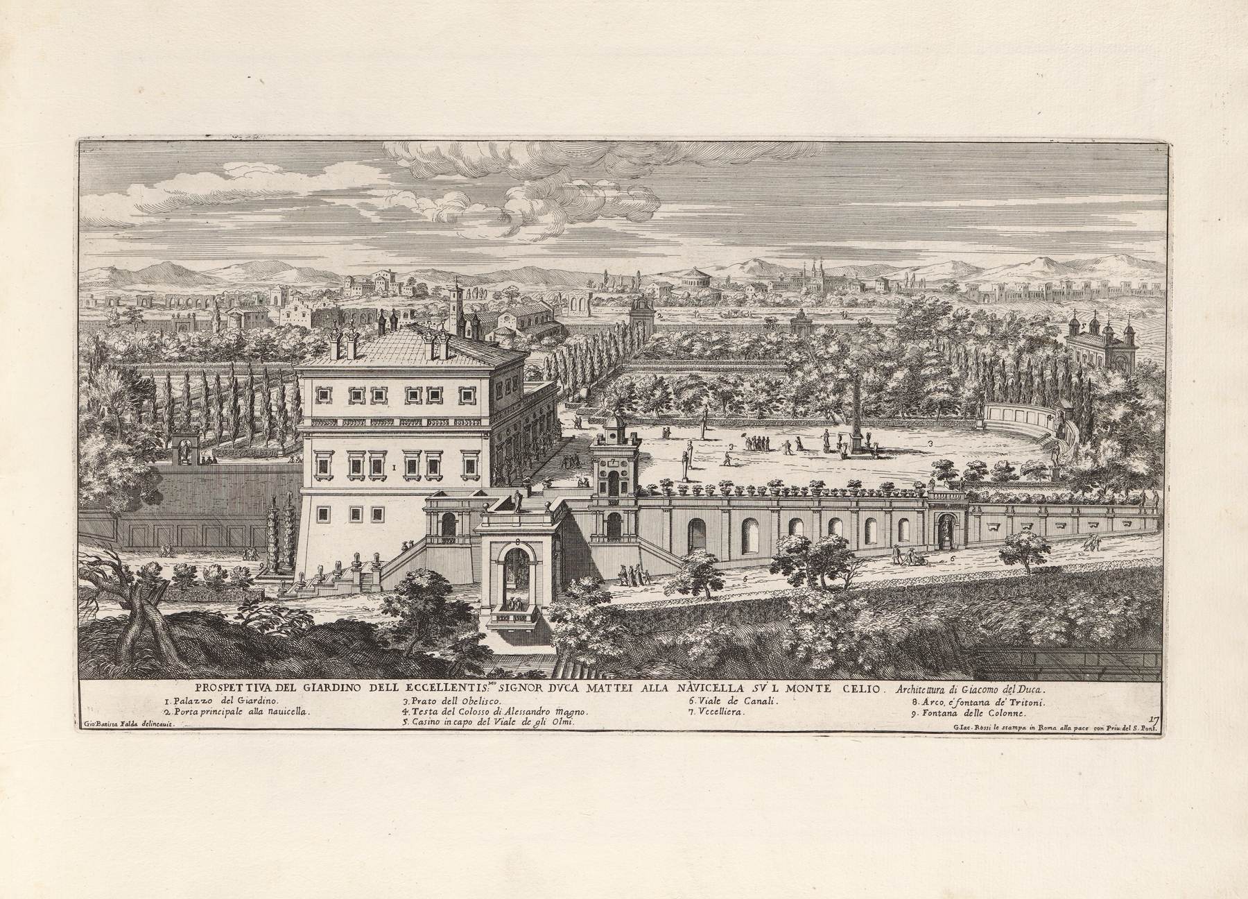 Li giardini di Roma: con le loro piante, alzate e vedvte in prospettiva Pl.16, by Giovanni Battista Falda, public domain