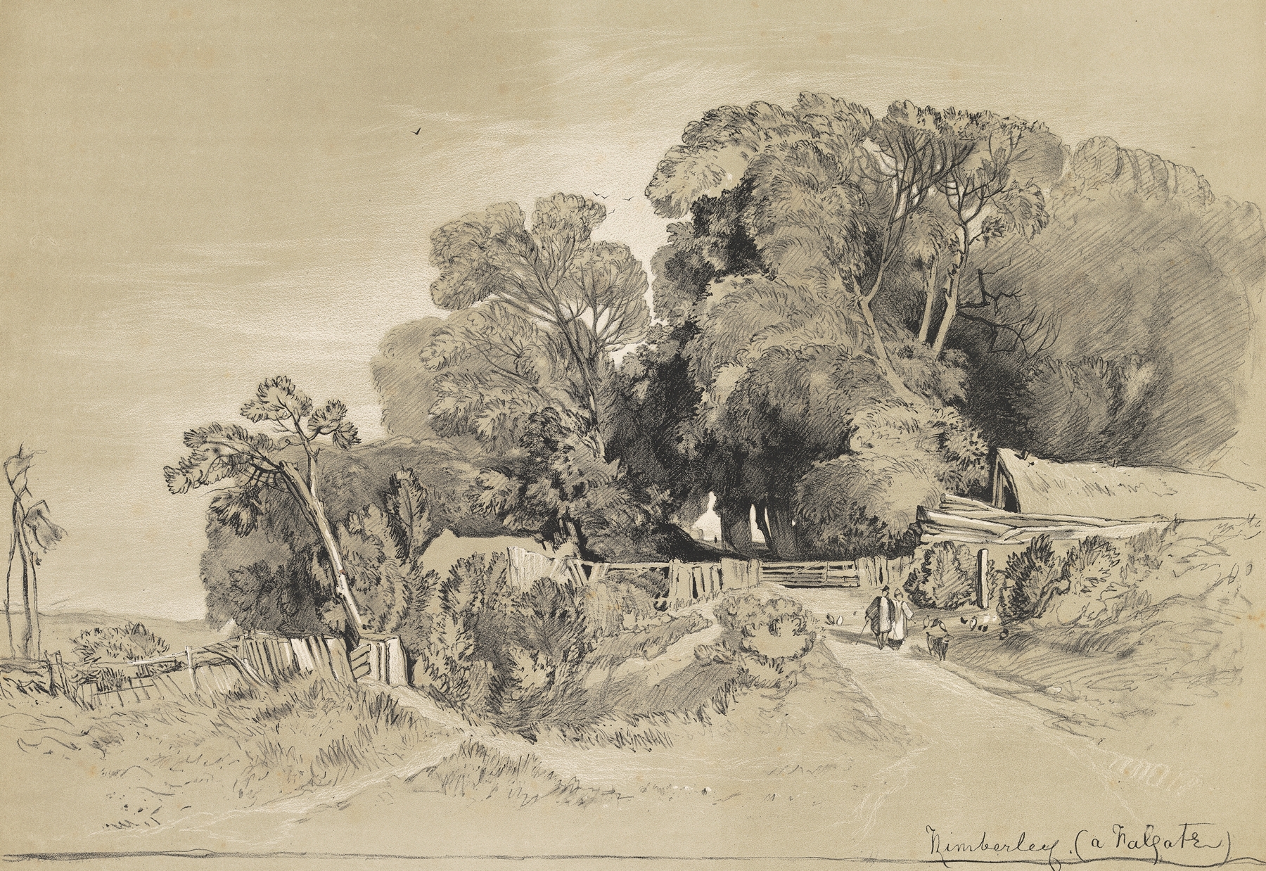 Watercolour by Miles Edmund Cotman depicting a tranquil landscape with water and greenery