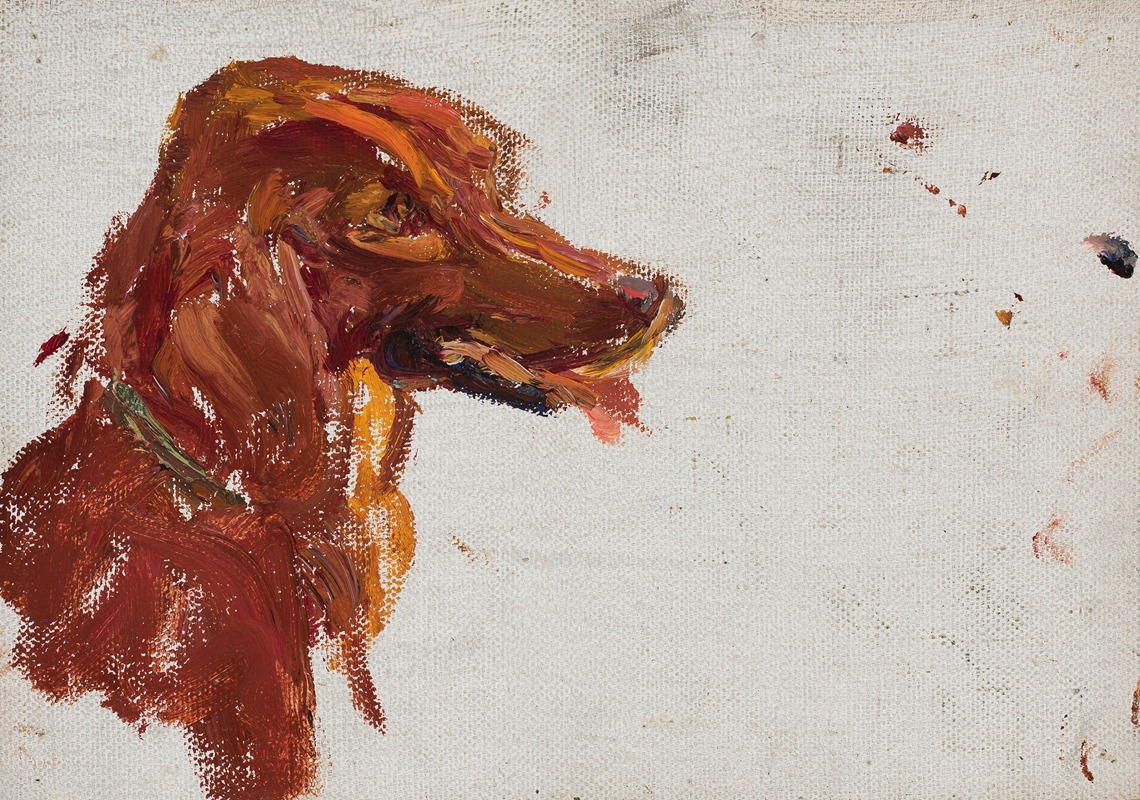 A detailed study of a dog's head by Jan Ciągliński.