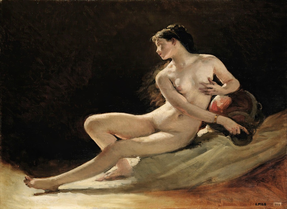 Isidore Pils' painting 'Study for the figure of the seine' showcases a graceful female figure.