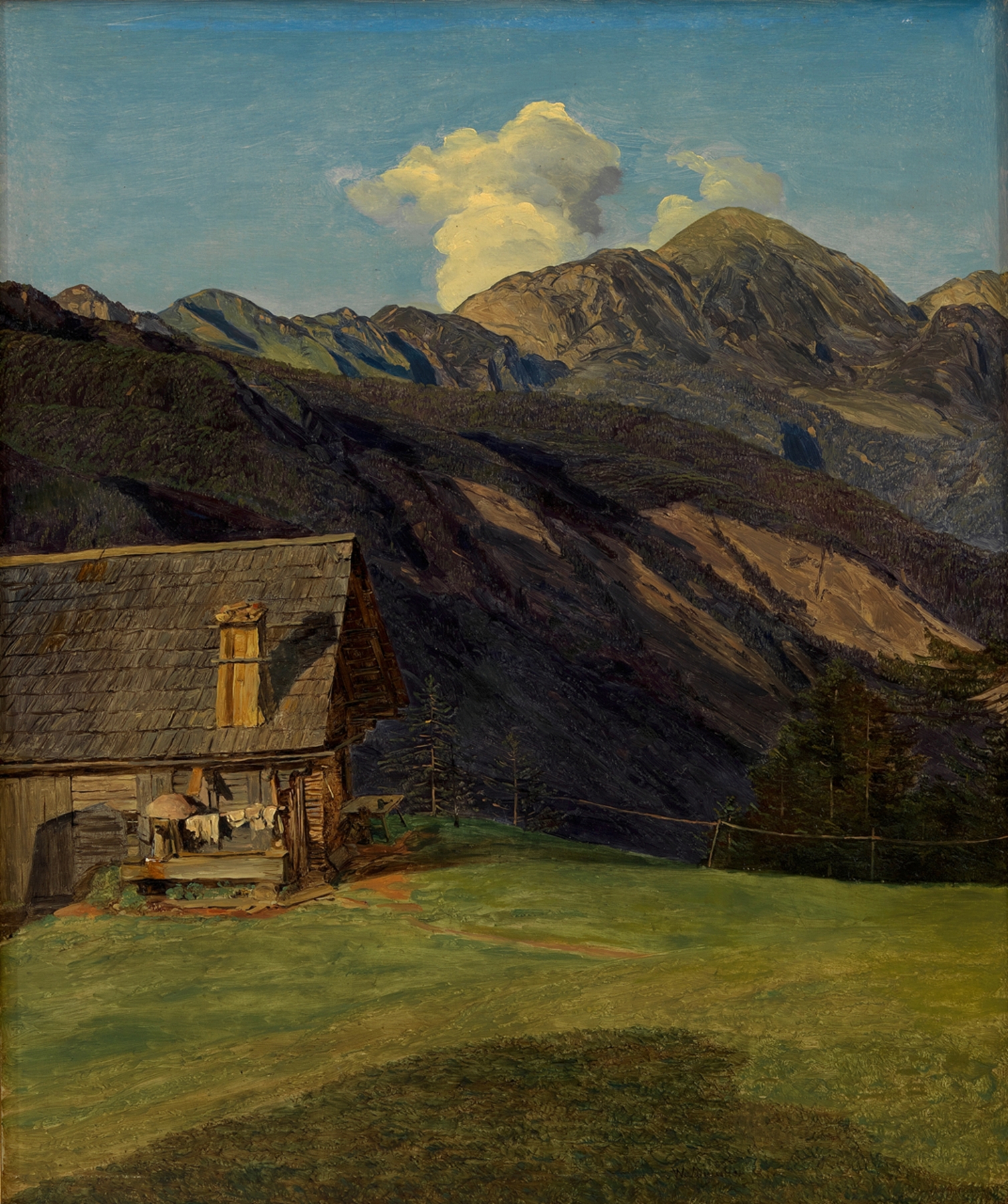 Die Alpenhütte auf dem Hoisenrad bei Ischl, by Ferdinand Georg Waldmüller, public domain