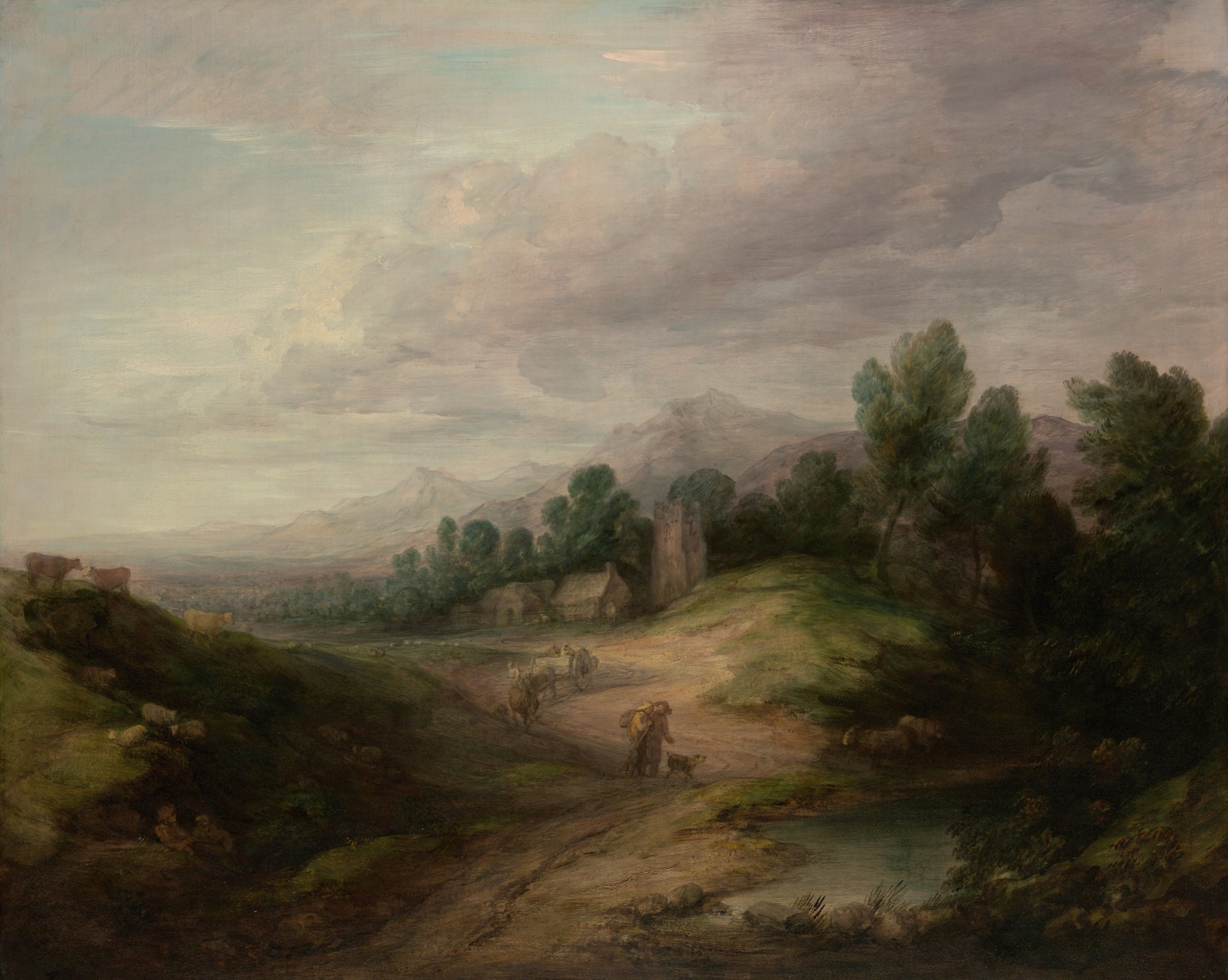 Wooded Upland Landscape, by Thomas Gainsborough, public domain