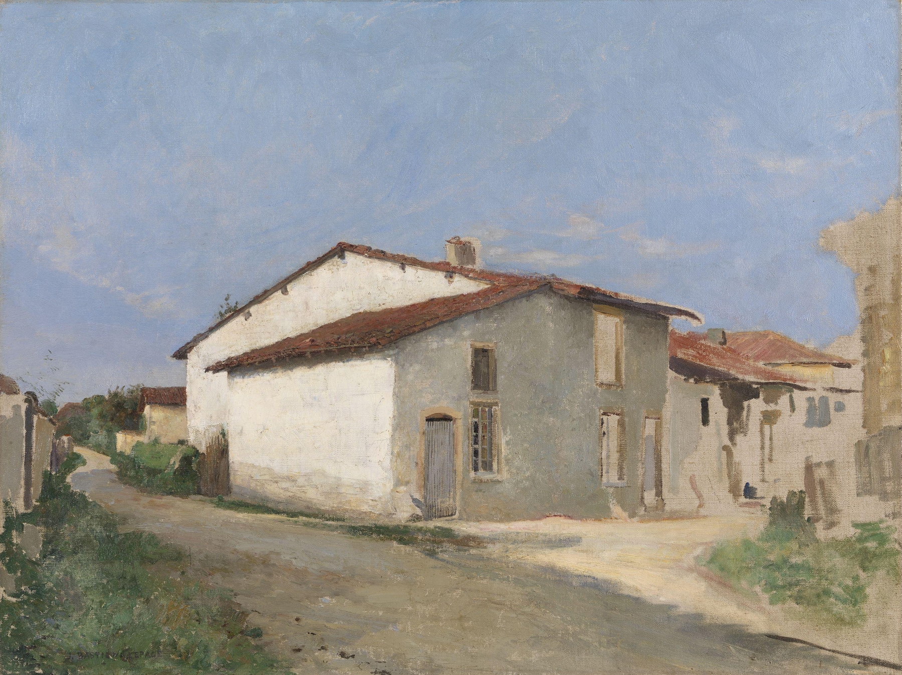 Street in Damvillers, oil on canvas by Jules Bastien-Lepage, depicting a quiet street with cobblestones.