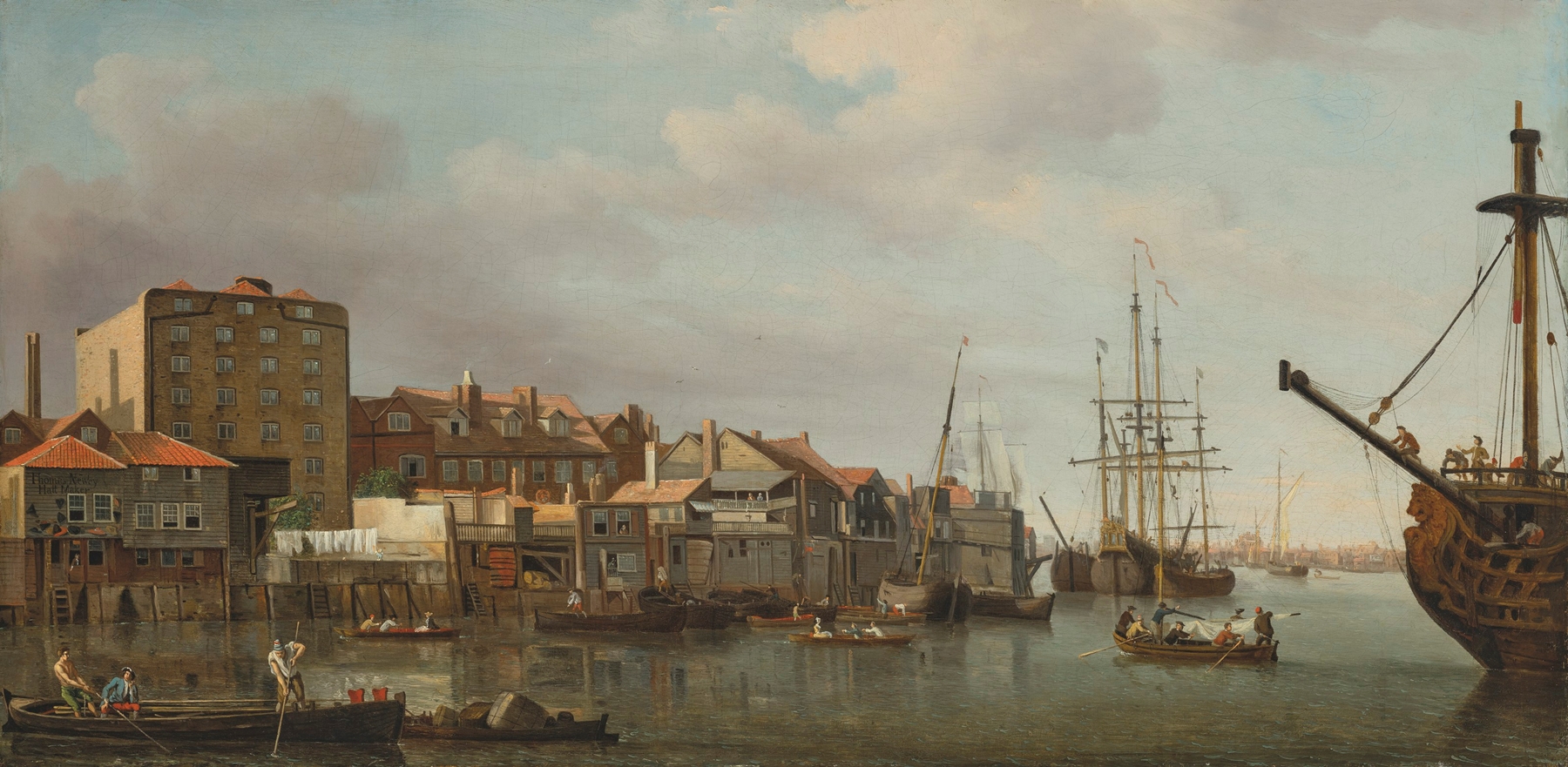 View of the Thames at Wapping, oil on canvas by Samuel Scott
