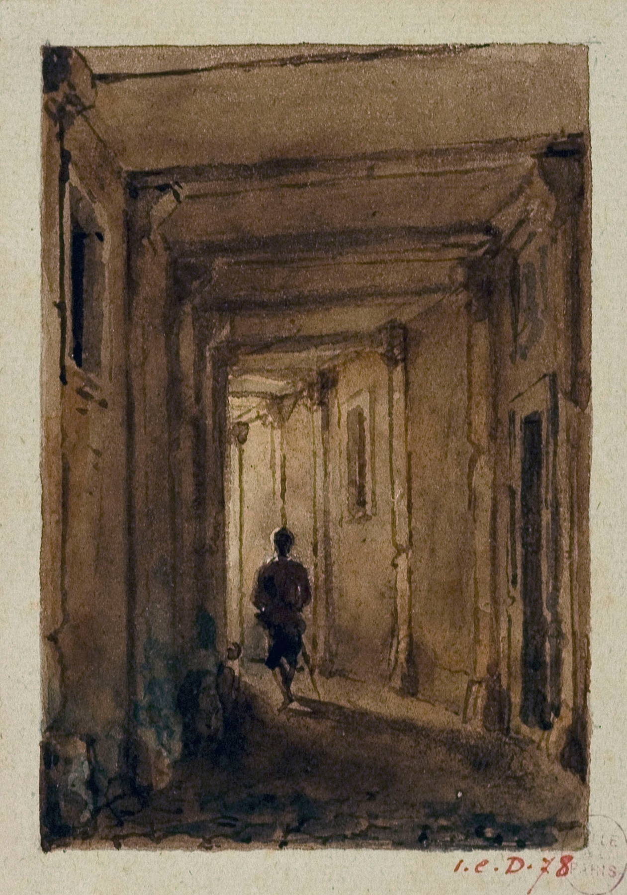 Passage des Jacobins, rue Saint Jacques, oil on canvas by Auguste-Sébastien Bénard