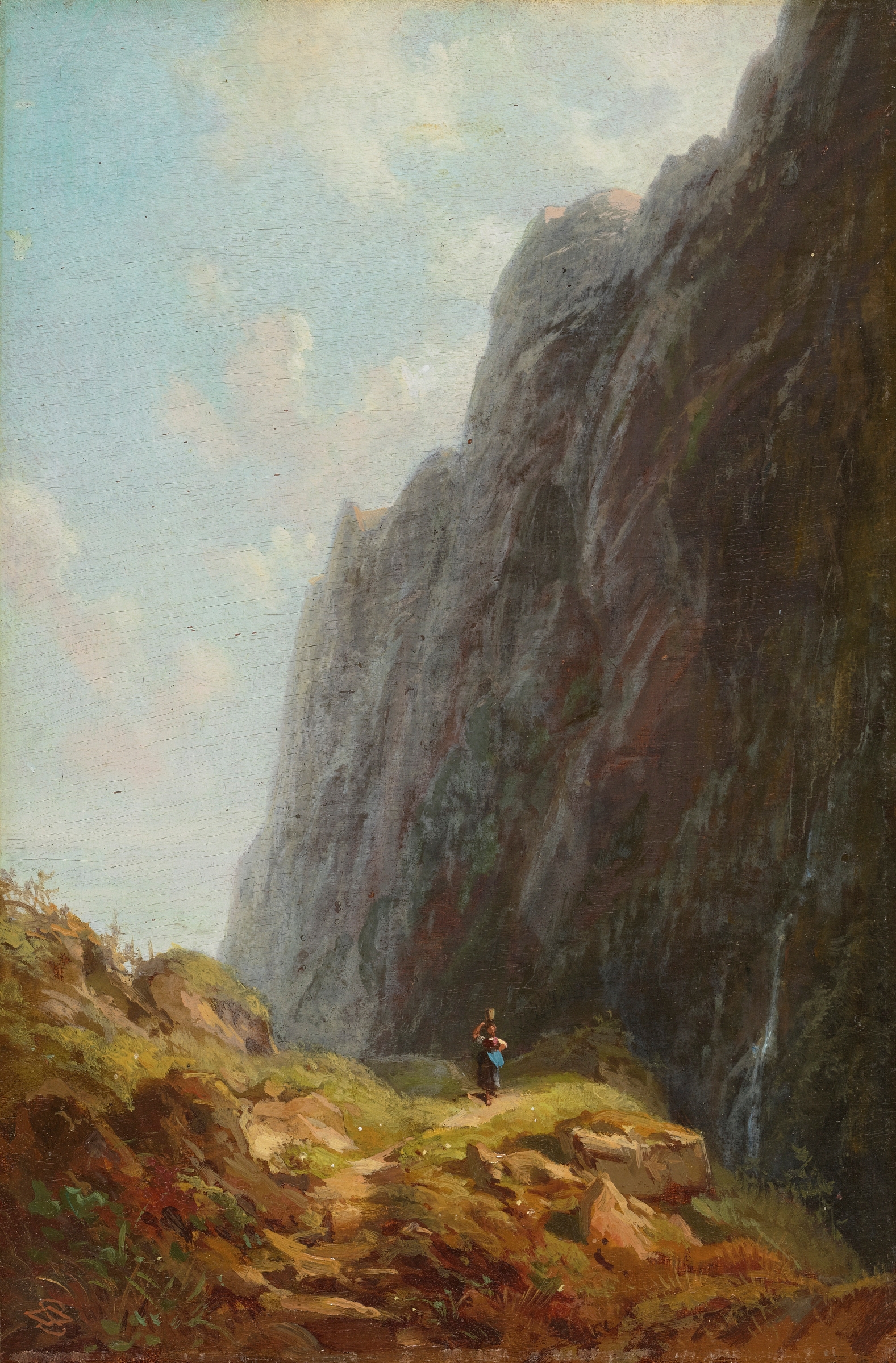 Mountain And Milkmaid Along A Winding Stone Path, by Carl Spitzweg, public domain