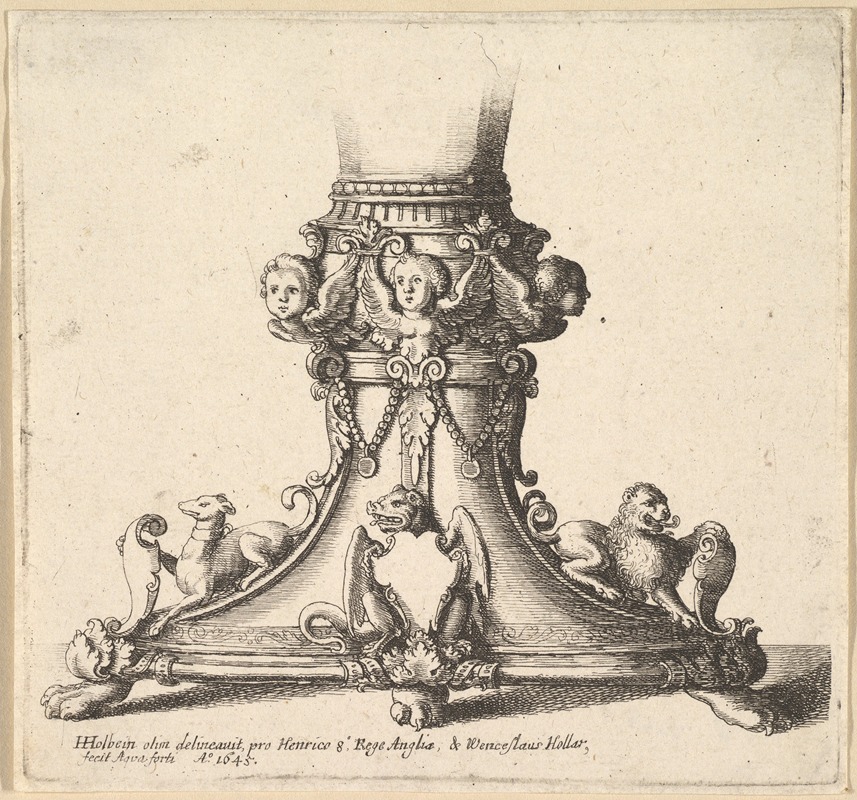 Base of an ornamental cup by Wenceslaus Hollar features intricate designs and detailed craftsmanship.