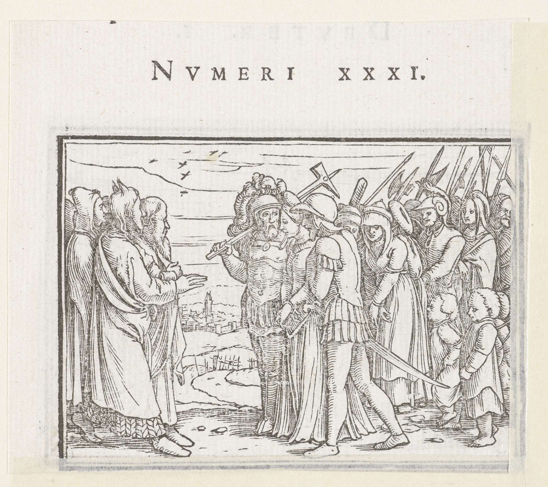 Religious scene of Moses condemning Midianite women and children, paper by Hans Holbein
