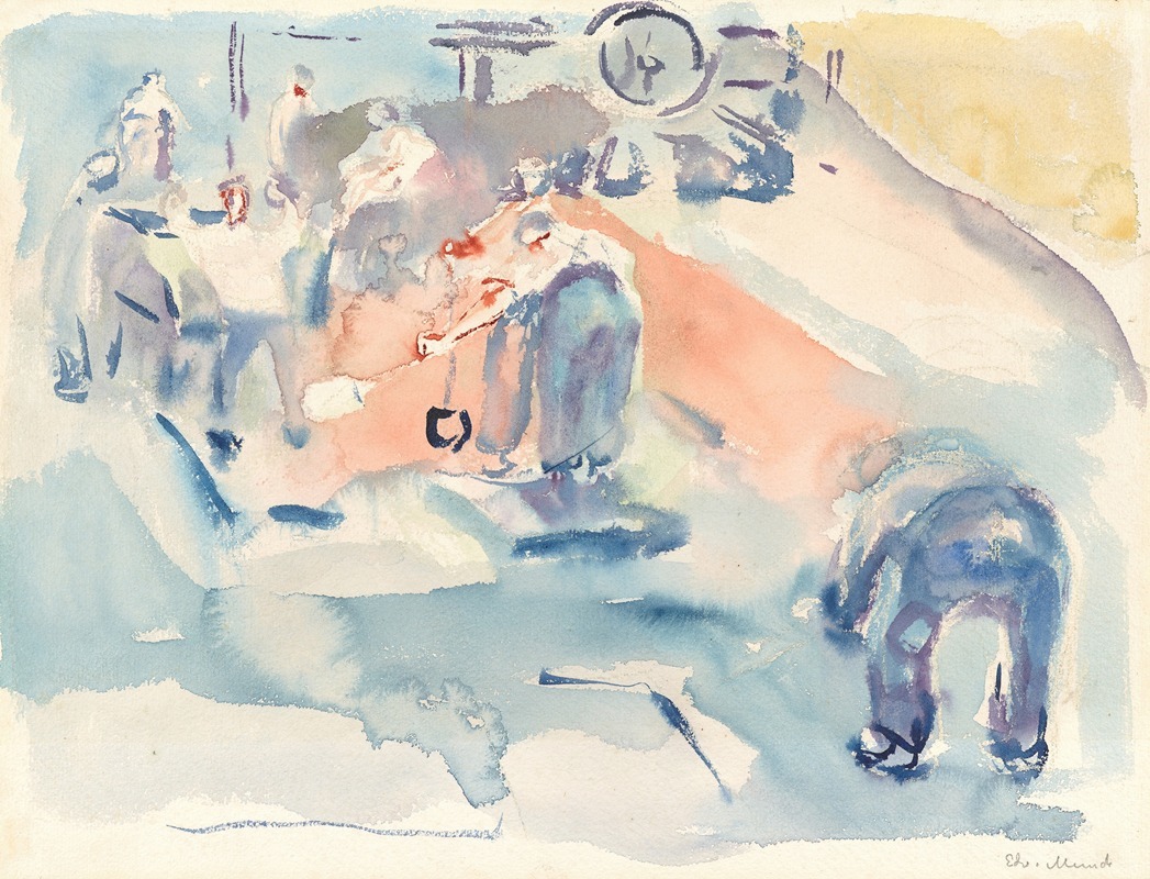 Bygningsarbeid by Edvard Munch depicts a construction scene with striking colors.
