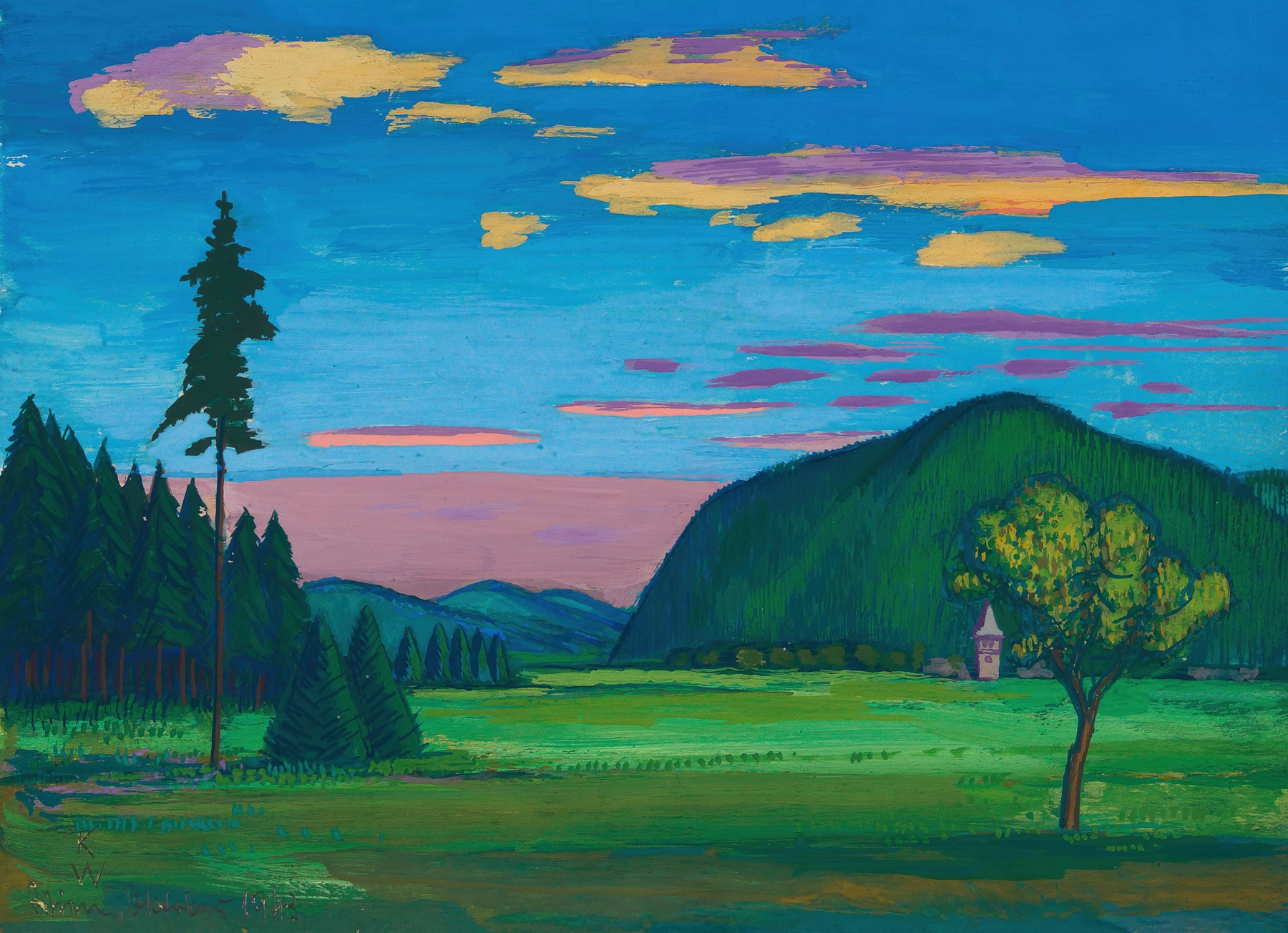 Landschaft III by Karl Wiener, expressionism, vibrant colors, landscape