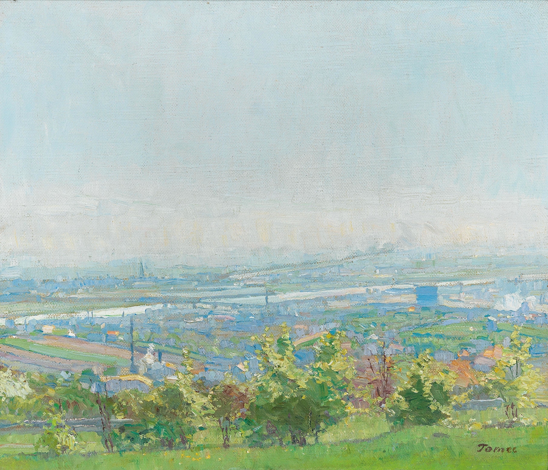 View of Vienna from Grinzing, oil on canvas by Jindřich Tomec