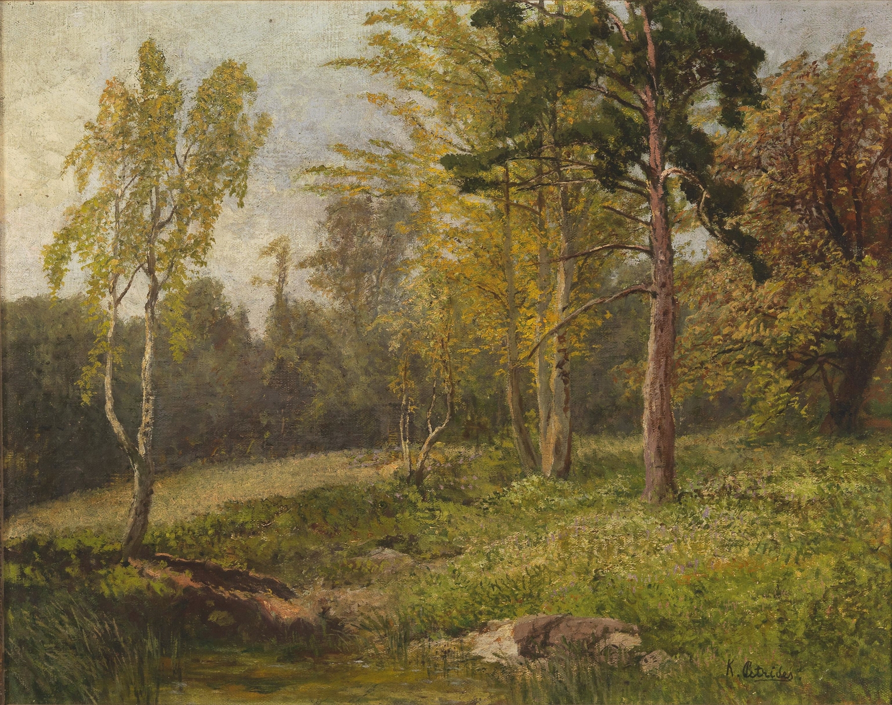 Waldlandschaft by Konrad Petrides, a romantic landscape in unknown medium