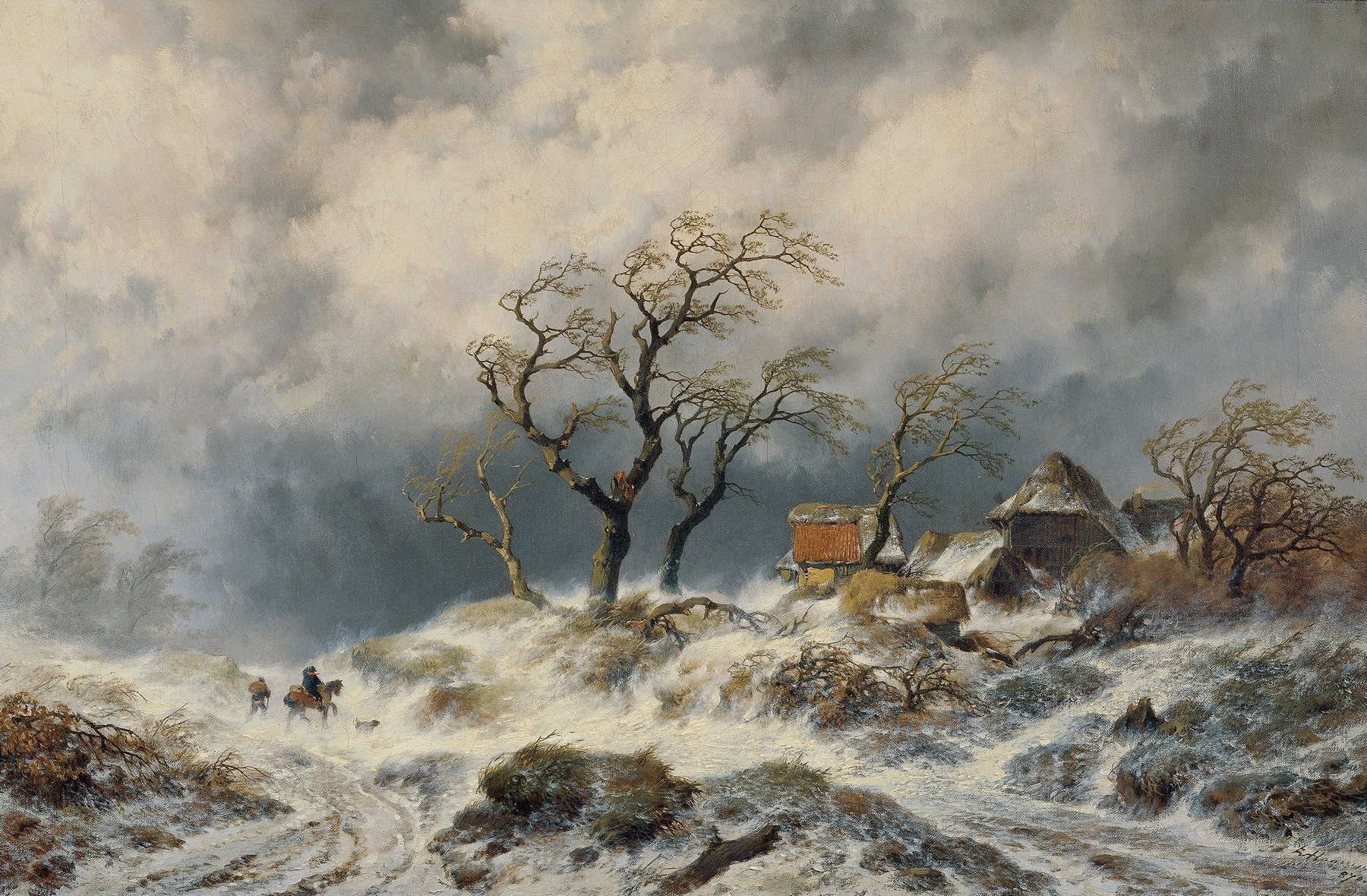 Holländische Winterlandschaft (Schneewehen), by Remigius Adrianus van Haanen, public domain