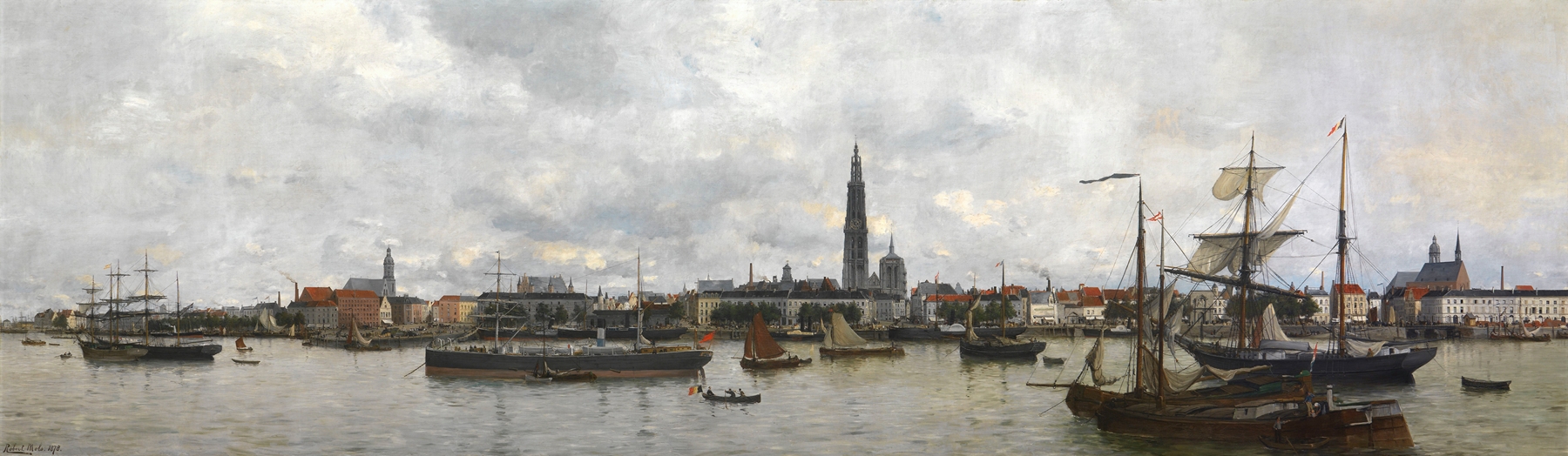 The Antwerp Waterfront in 1870 by Robert Mols, oil on canvas