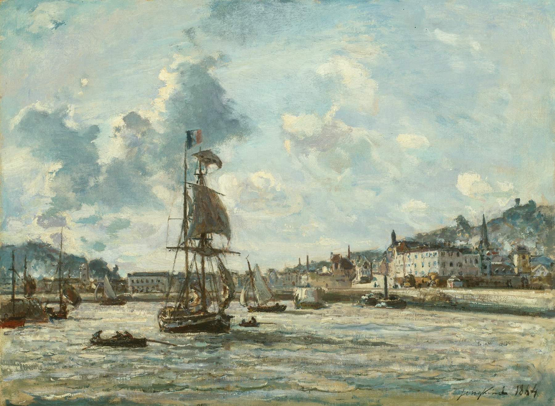 Entrance to the Port of Honfleur, by Johan Barthold Jongkind, public domain