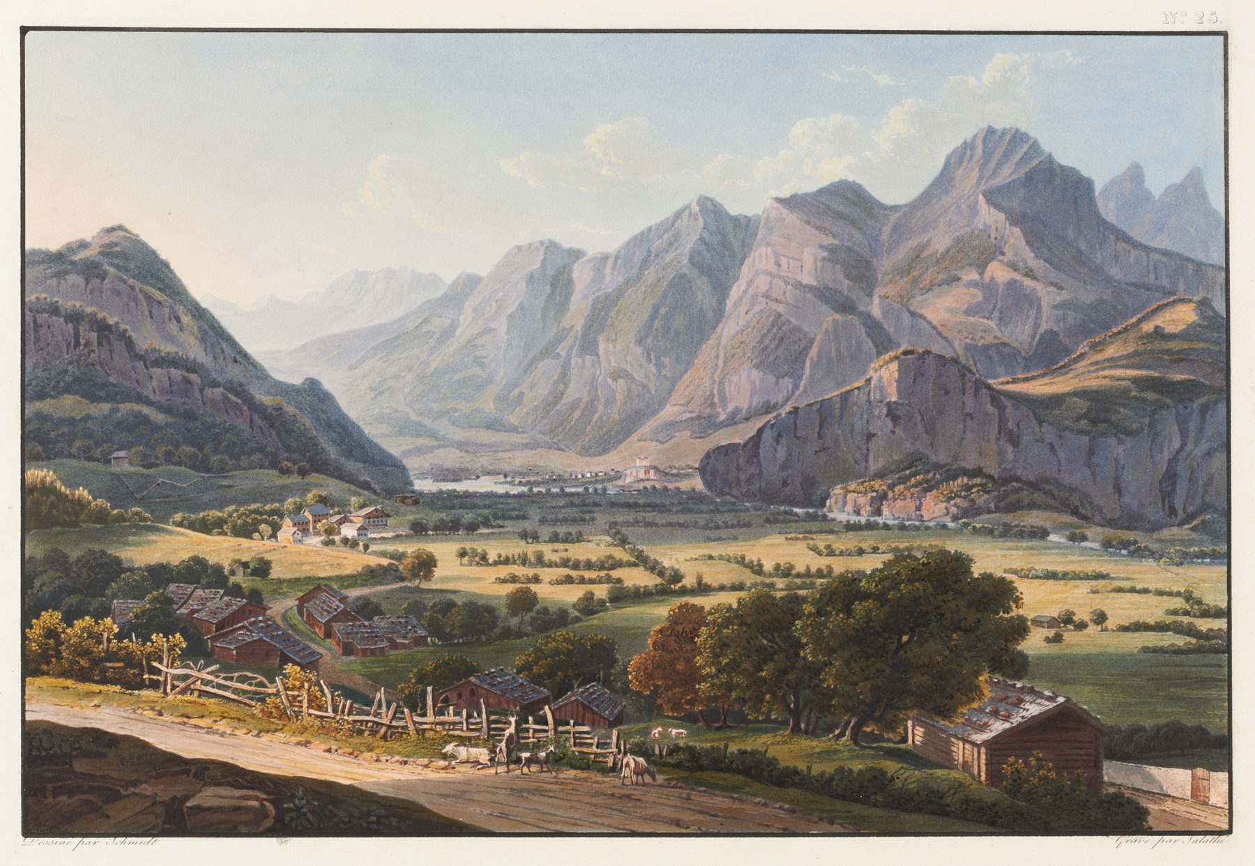 Landscape with mountains and valley, oil on canvas by Johann Ludwig Bleuler