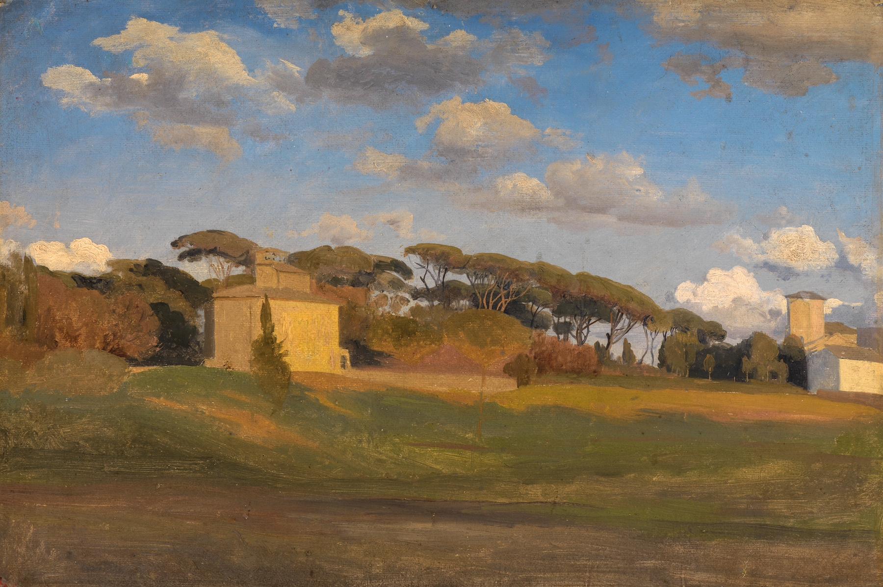 Lush greenery and the Casina di Raffaello, oil painting by Johann Wilhelm Schirmer