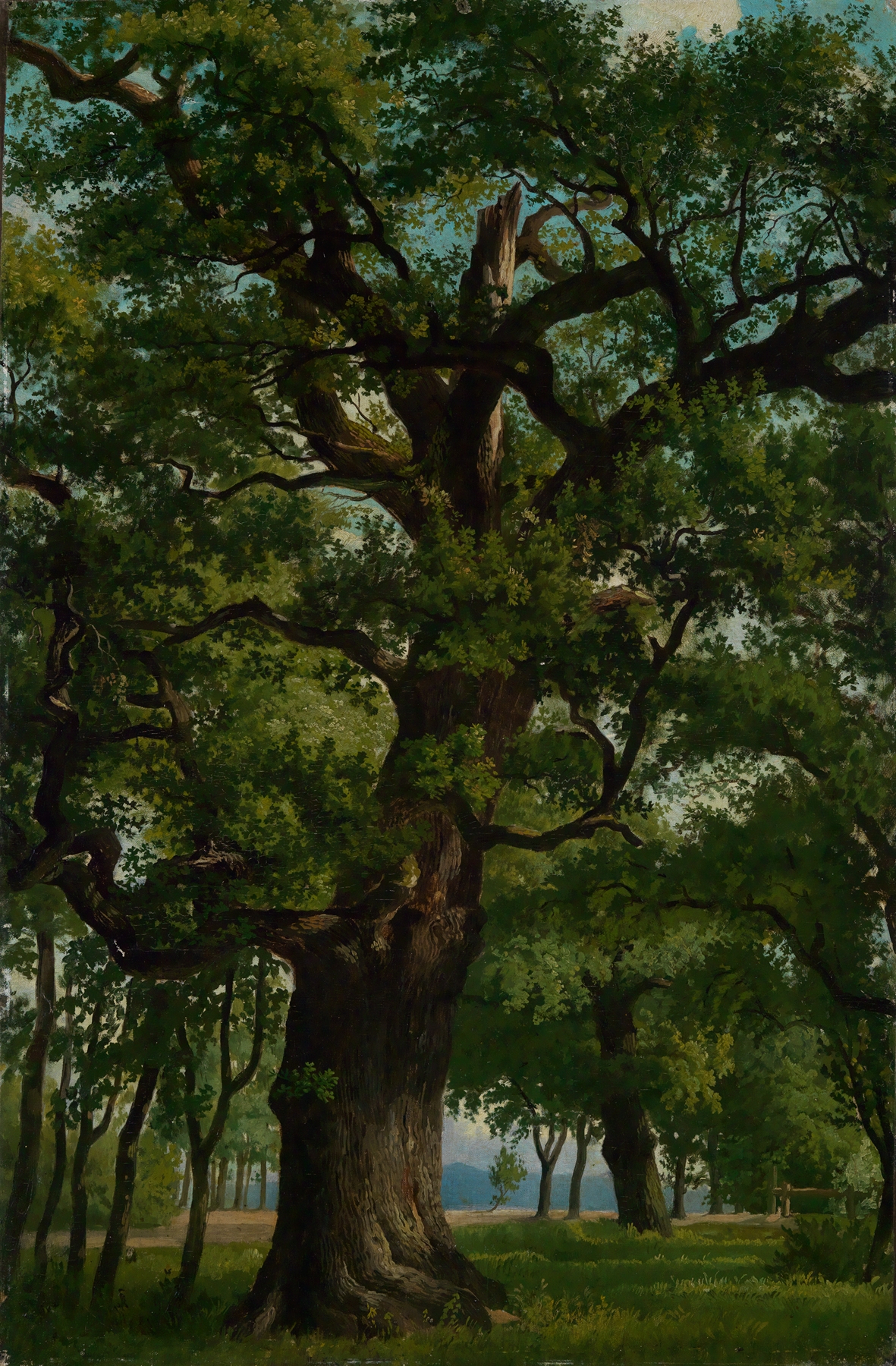 Eiche by Emil Lugo, oil painting depicting a gnarled oak tree in a serene landscape