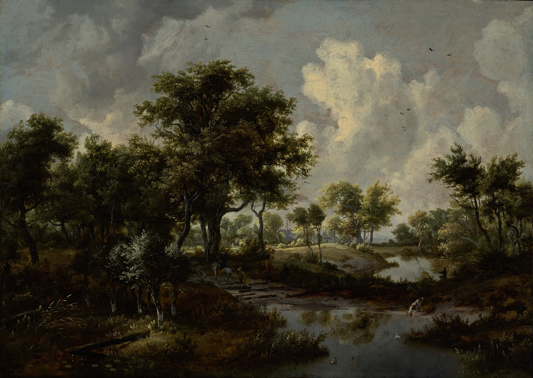 A Wooded Landscape, by Meindert Hobbema, public domain