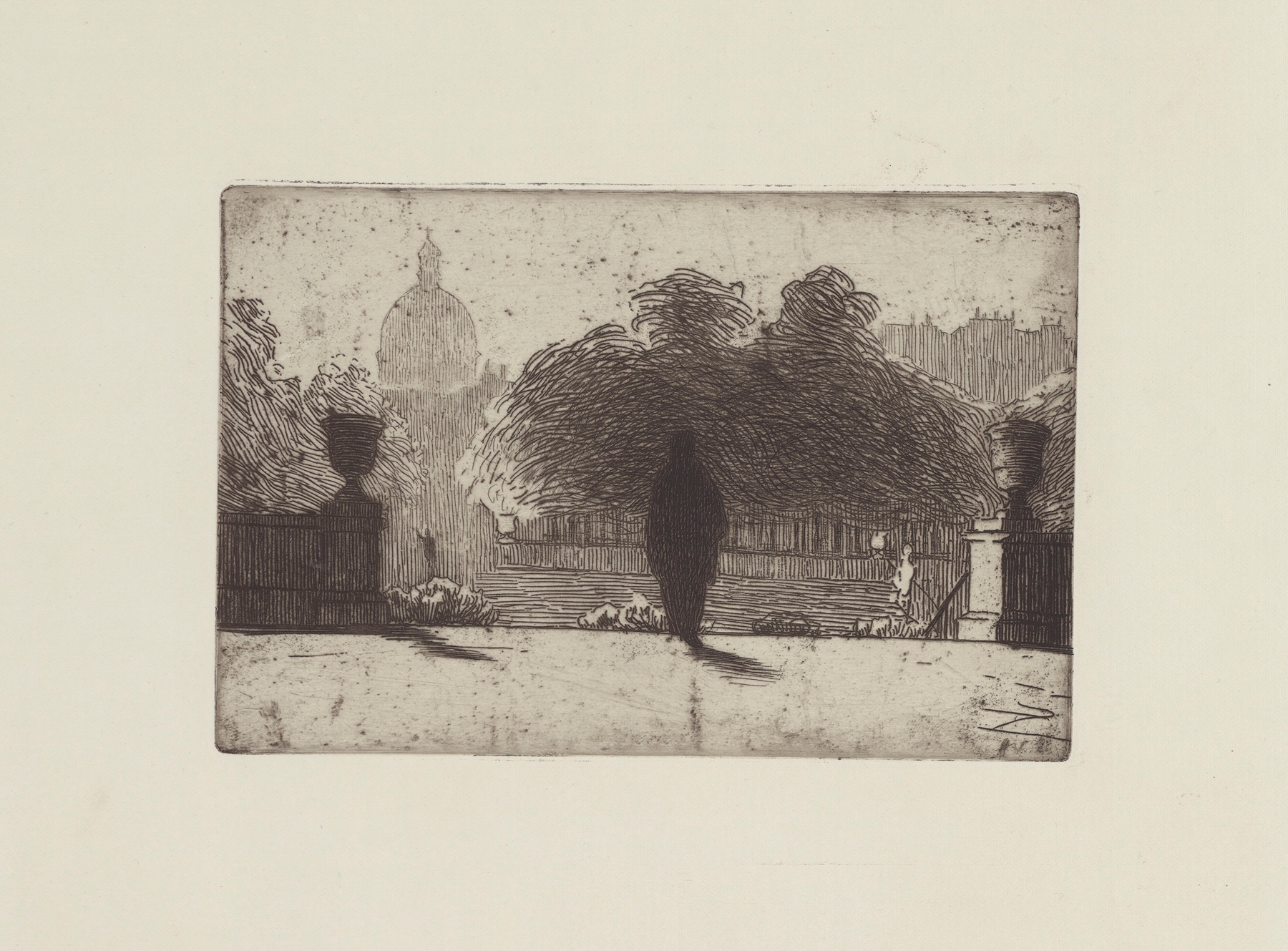 Landscape of Luxembourg Gardens with the Panthéon, oil painting by Félix Vallotton