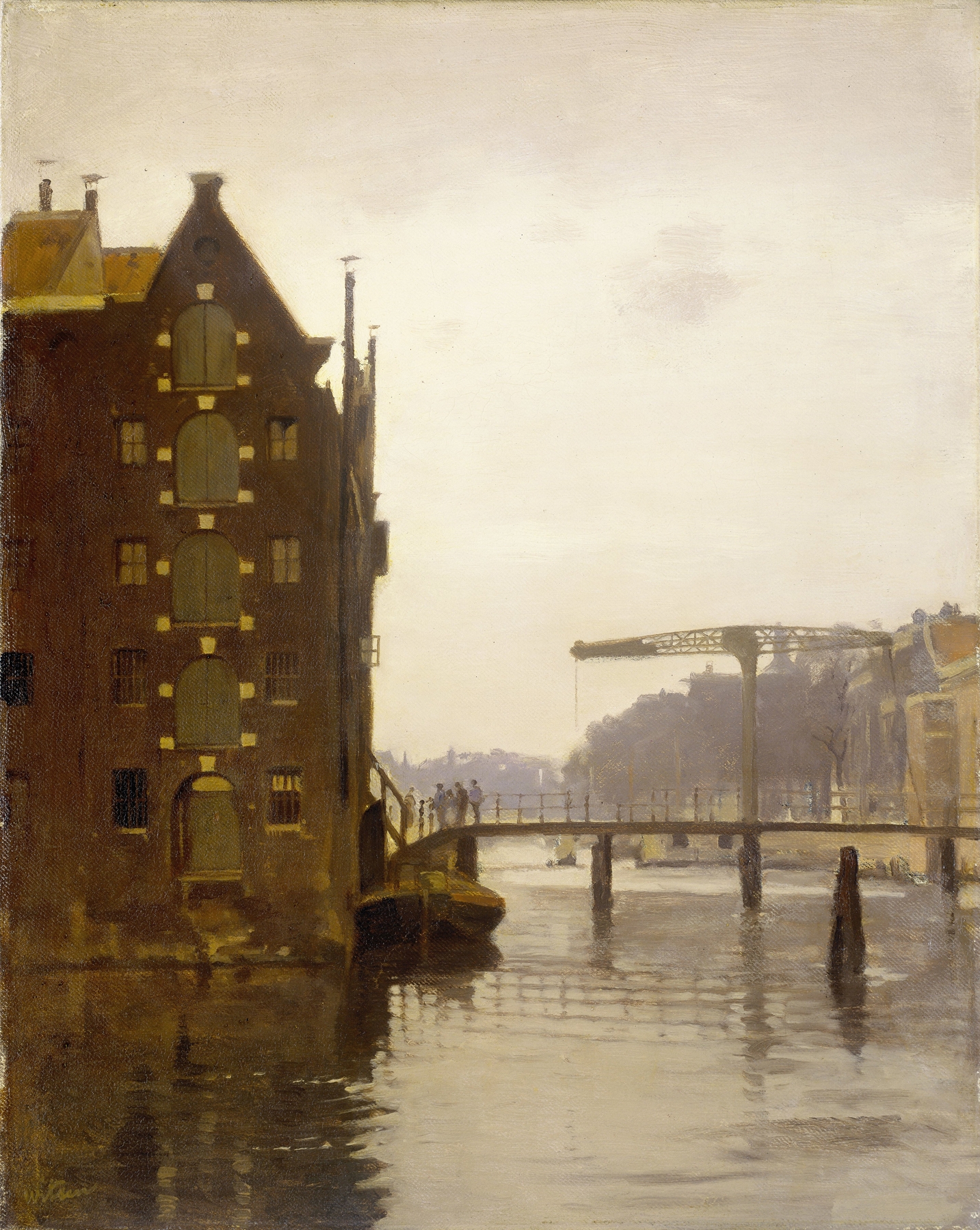 Pakhuizen aan een Amsterdamse gracht op Uilenburg, by Willem Witsen, public domain