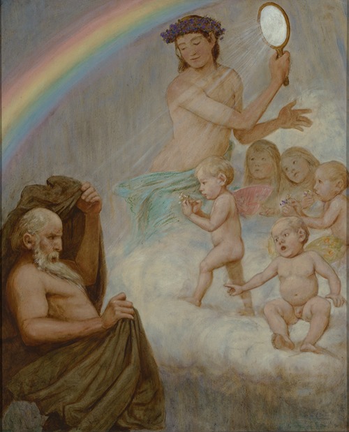 April (die Frühlingsgöttin blendet den Winter) depicts a goddess of spring triumphing over winter.