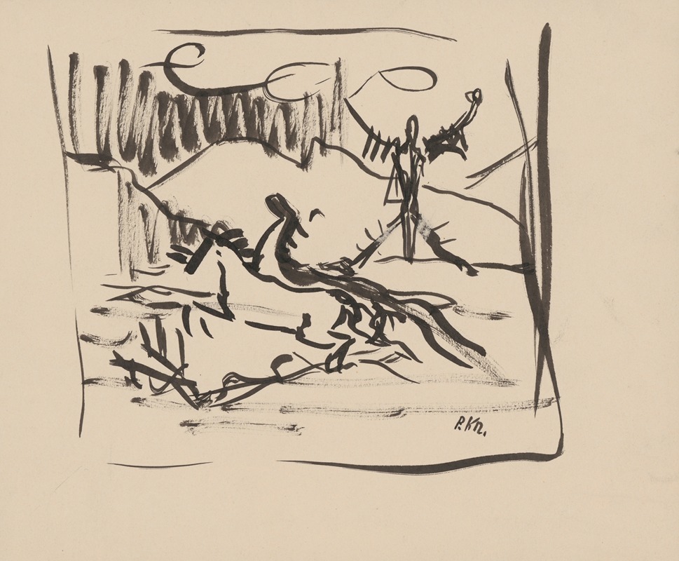A painting titled 'Kone' by Arnold Peter Weisz-Kubínčan featuring a unique composition.