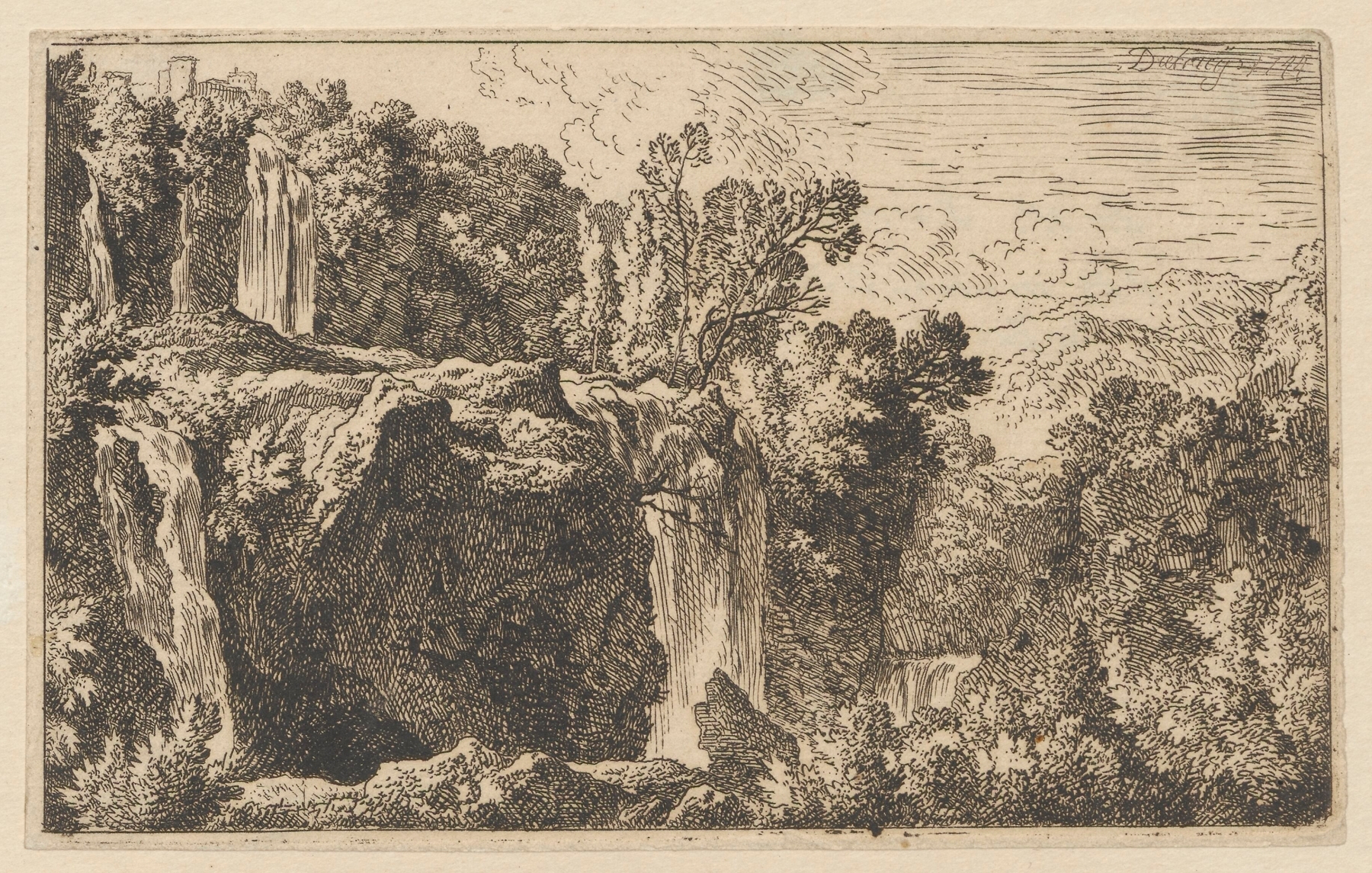 Landscape with a waterfall in Tivoli, oil on canvas by Christian Wilhelm Ernst Dietrich