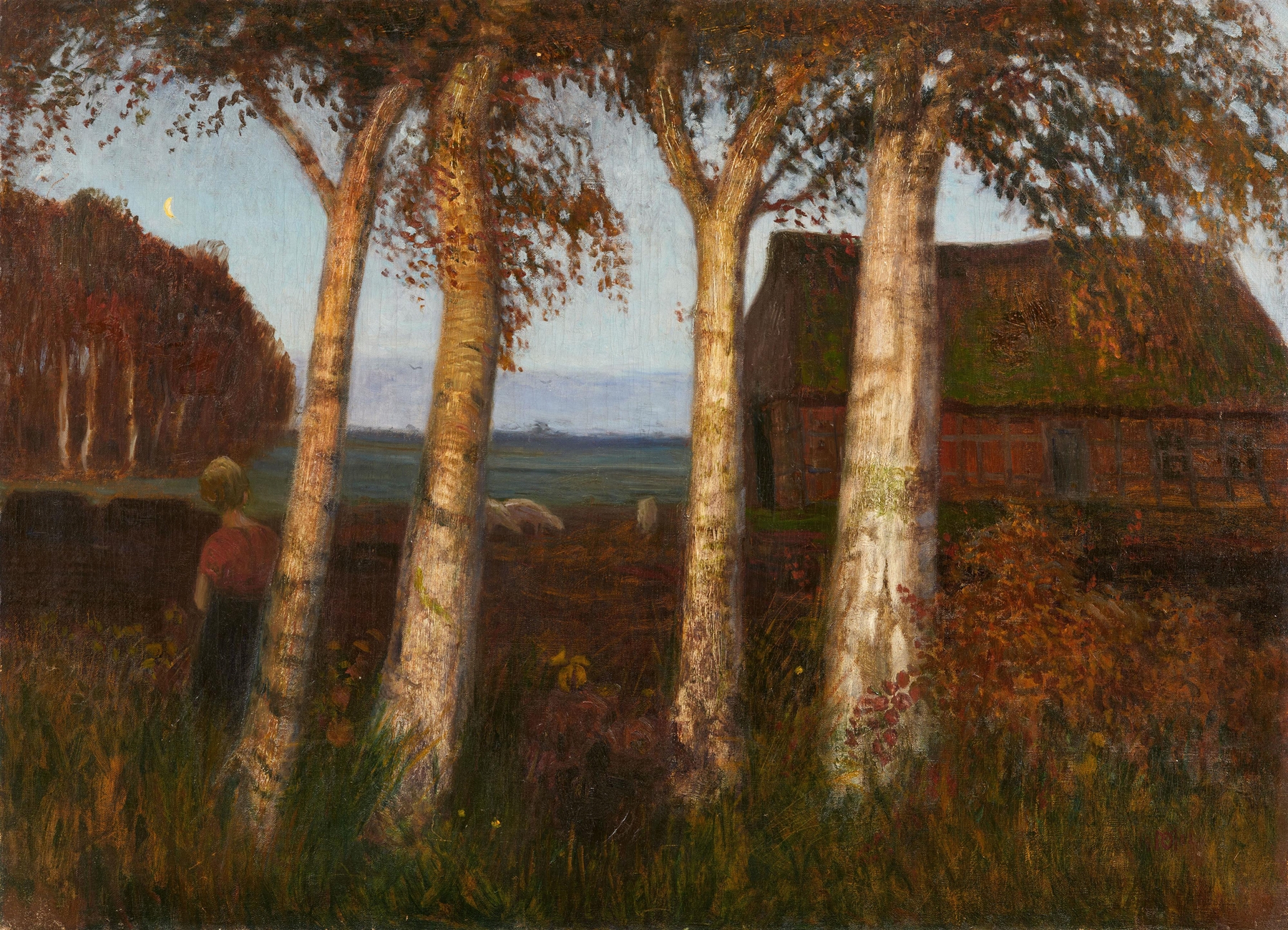 Unter Birken, by Otto Modersohn, public domain