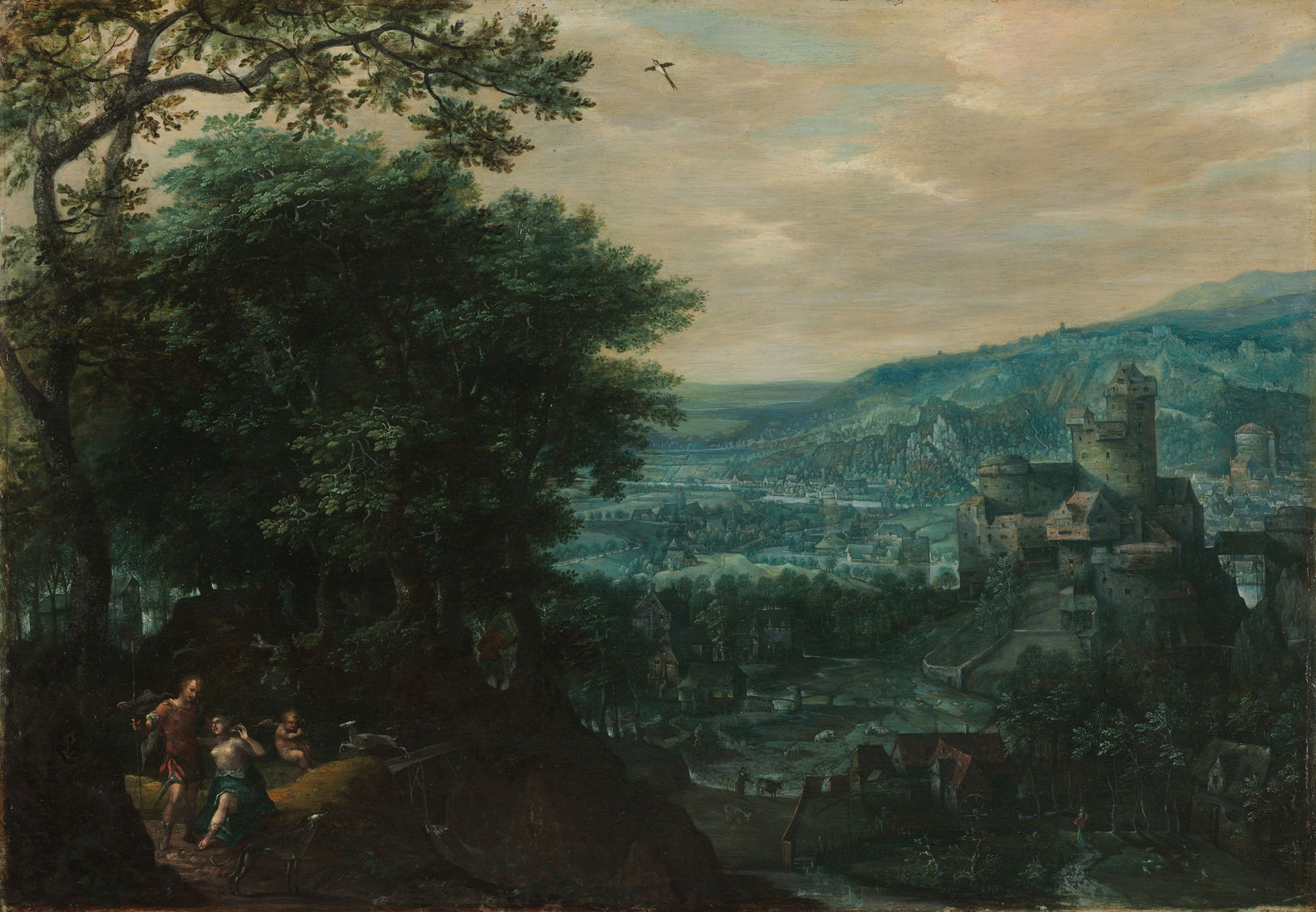 Landscape with Venus and Adonis, oil painting by Gillis van Coninxloo