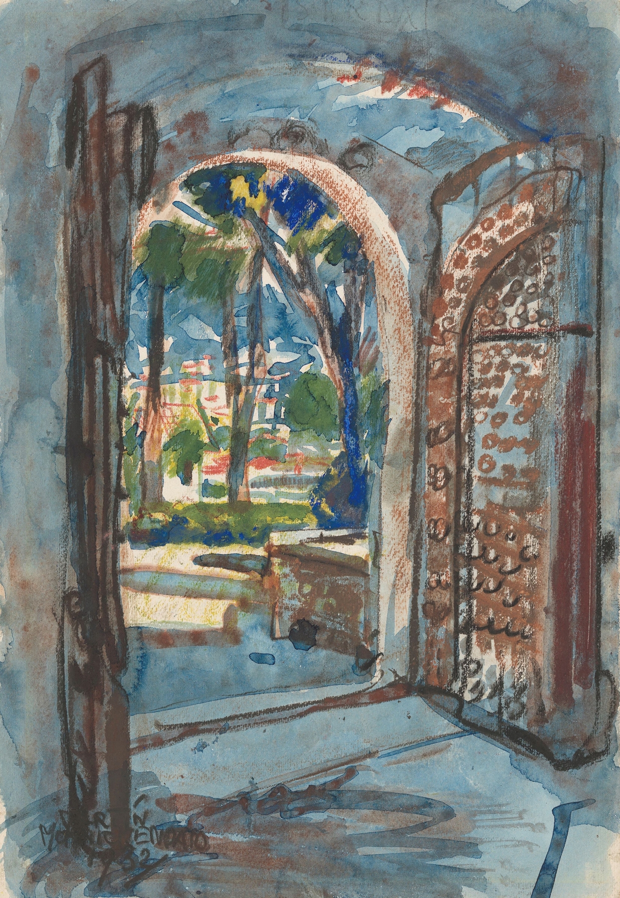 Archway and aged stones in Poortje in S. Miniato by Martin Monnickendam, oil painting