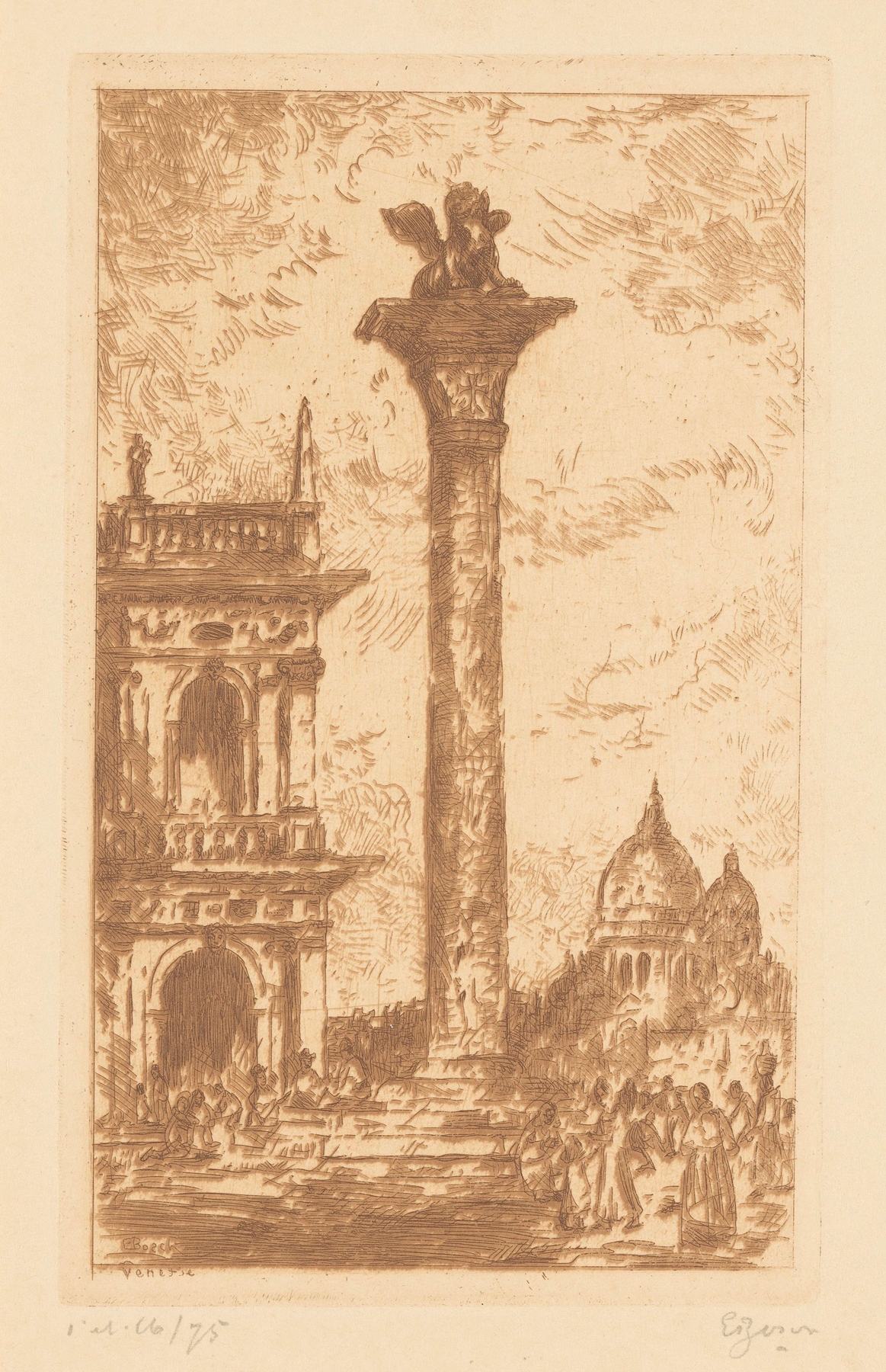 Impressionist landscape of San Marcoplein, Venetië by Etienne Bosch