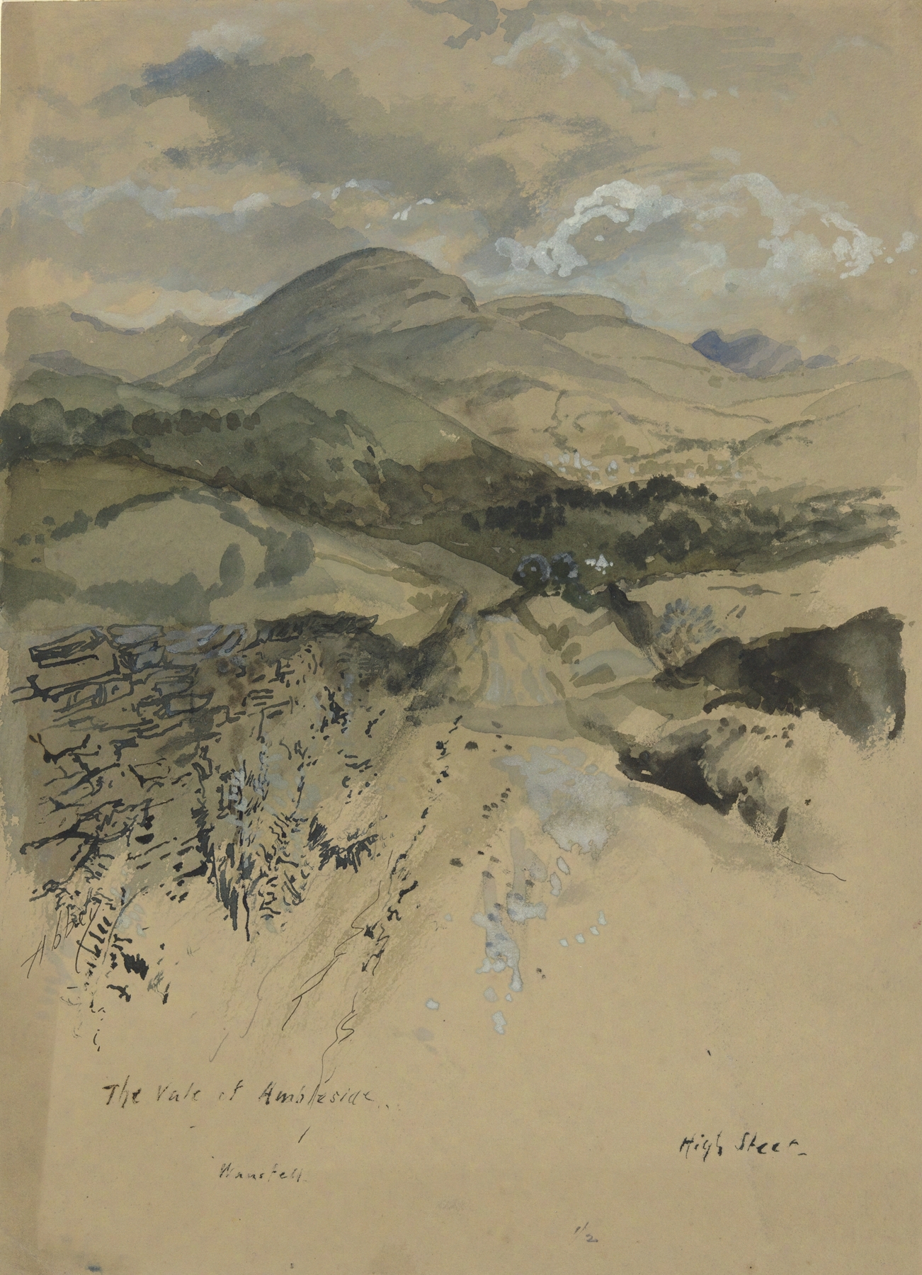 The Vale of Ambleside, Wansfell, by Edwin Austin Abbey, public domain