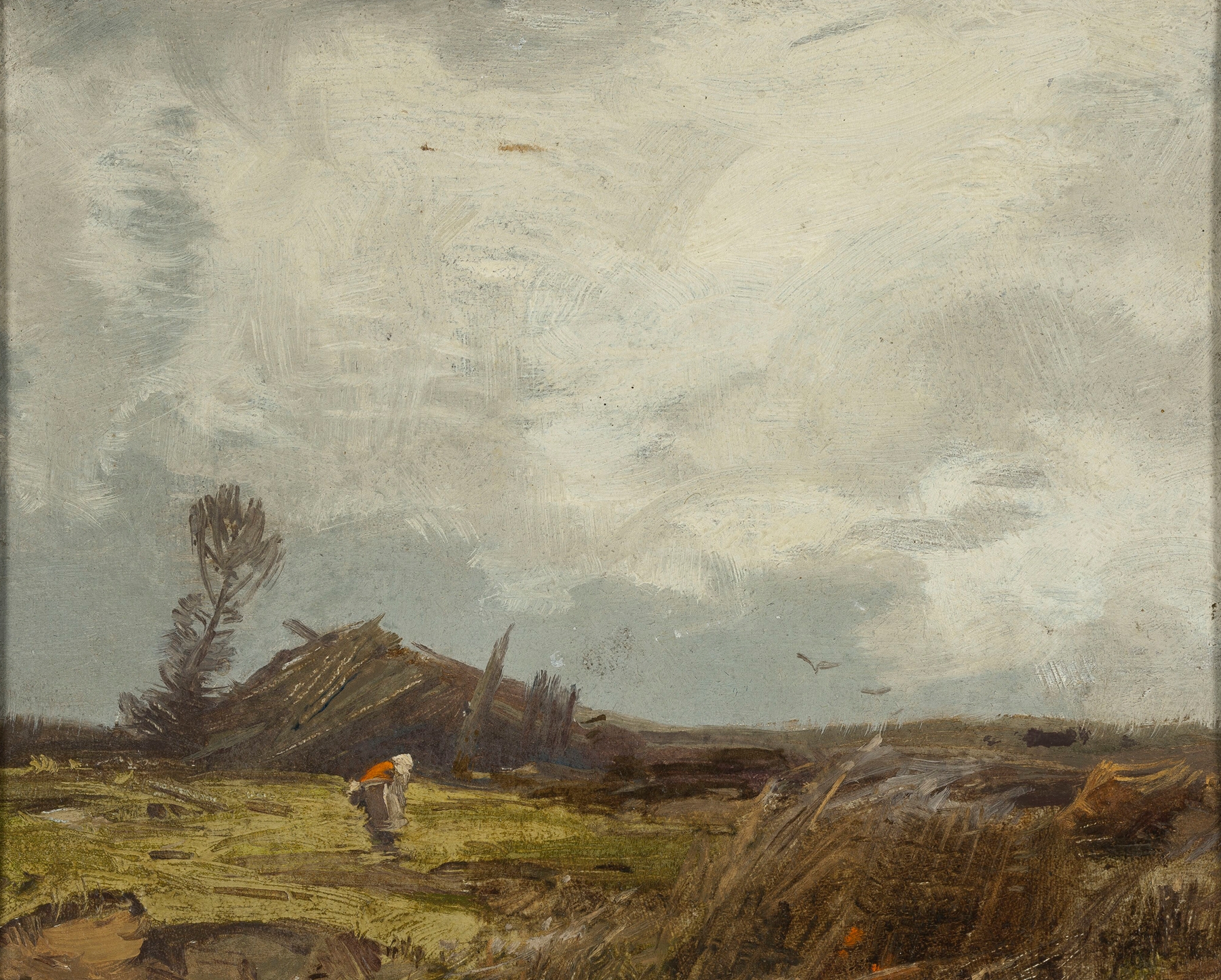 Countryside landscape with a hut by Roman Kazimierz Kochanowski, oil painting
