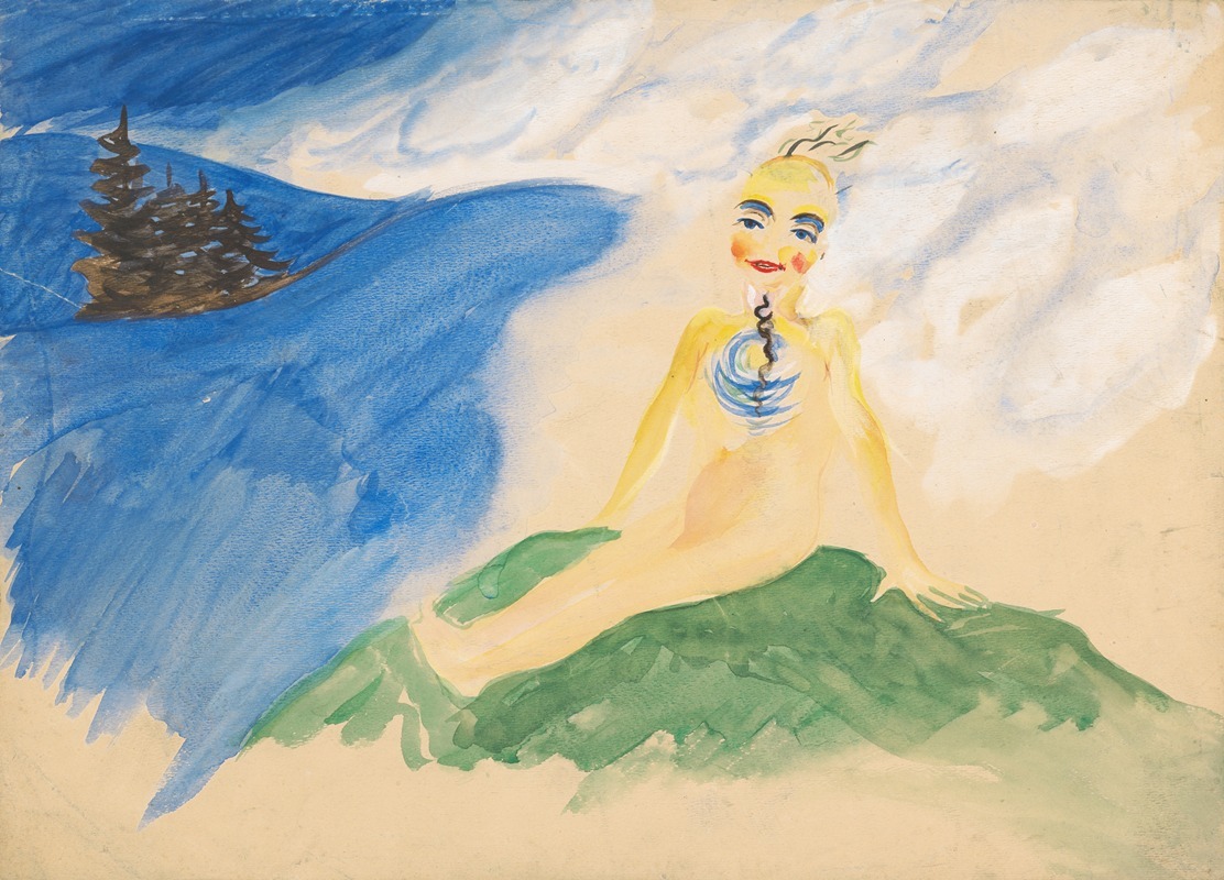 A painting depicting a whimsical fairy tale scene.
