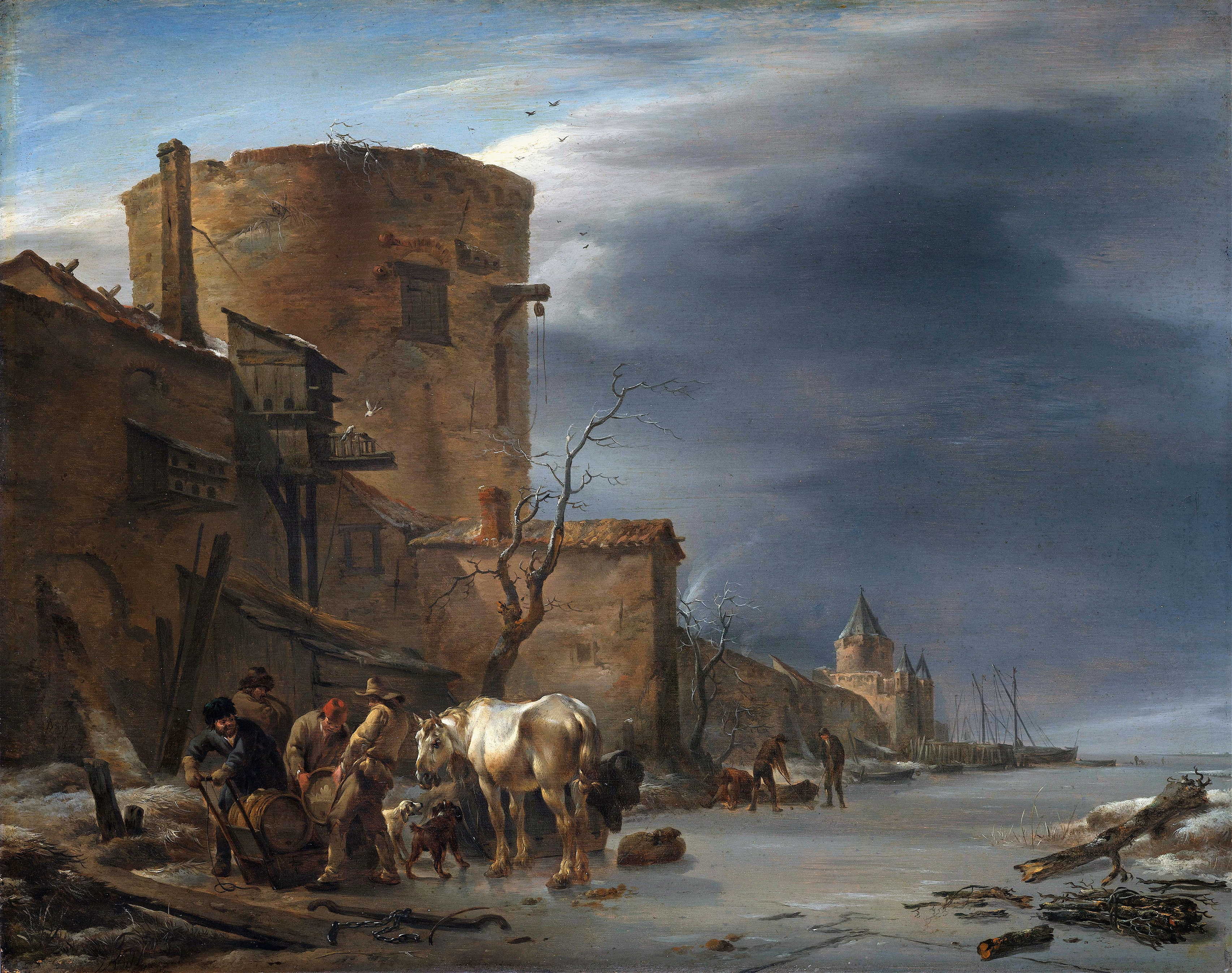 The City Wall of Haarlem in the Winter, by Nicolaes Pietersz Berchem, public domain
