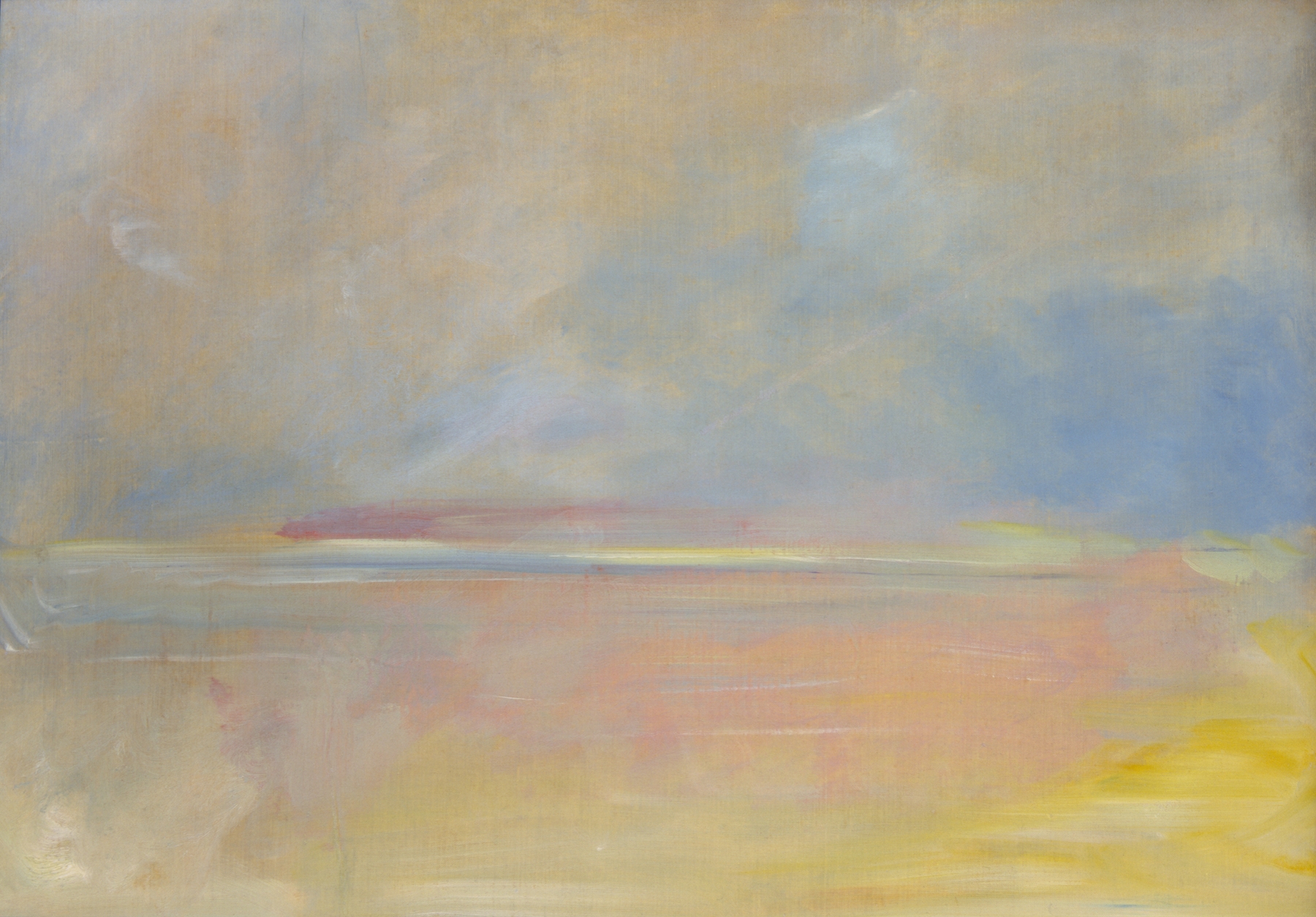 Landscape Background 4 by George Catlin, oil painting of gentle hills and a tranquil sky.