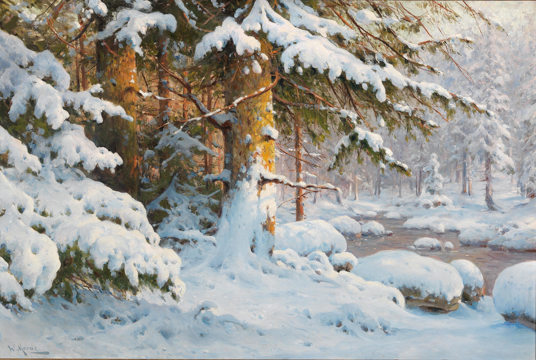 Winter im Wald, by Walter Moras, public domain