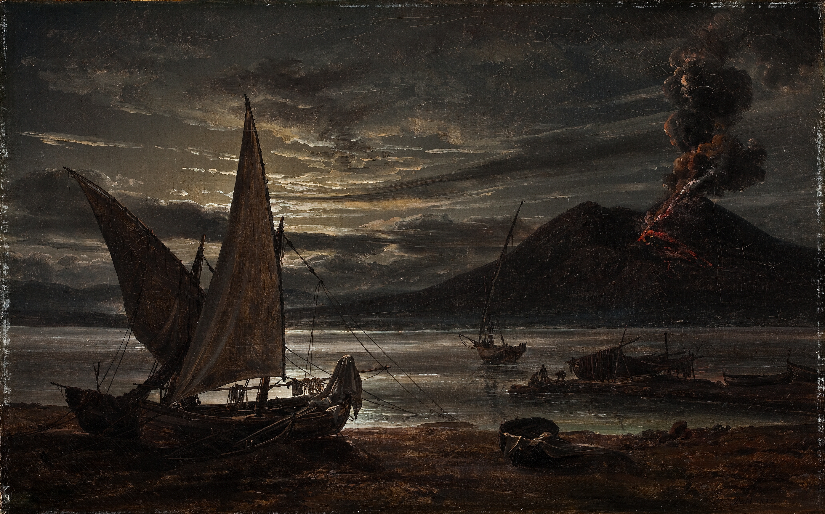 Vesuvius In Eruption. Moonlight, by Johan Christian Dahl, public domain