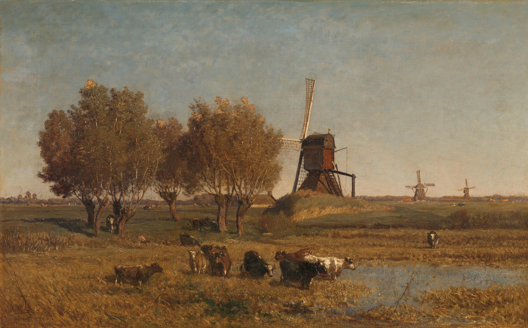 Landscape with a stream at dusk, oil painting by Paul Joseph Constantin Gabriël