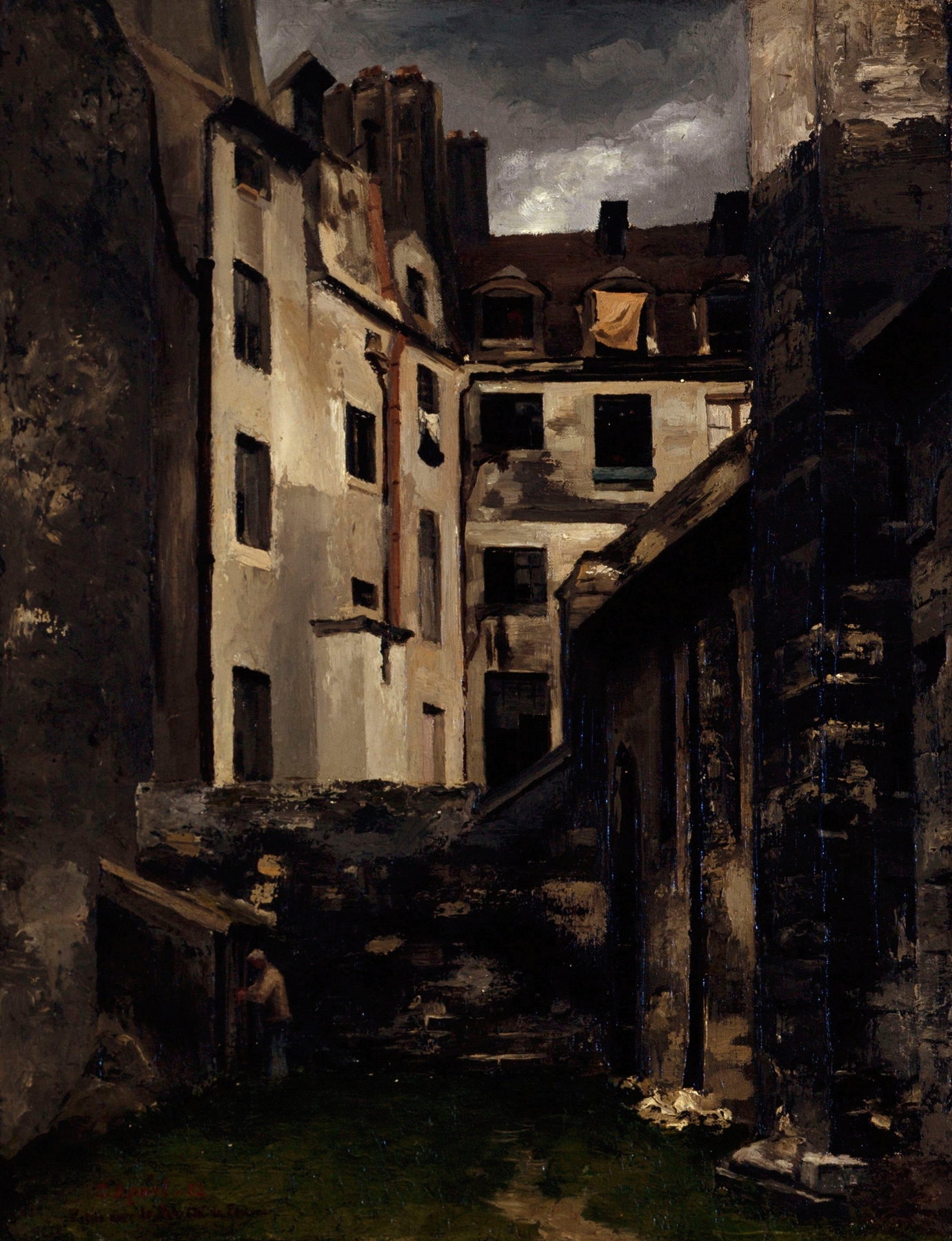 Architecture of Ancien Hôtel-Dieu, cour de Saint-Julien-le-Pauvre by Charles-Alexis Apoil